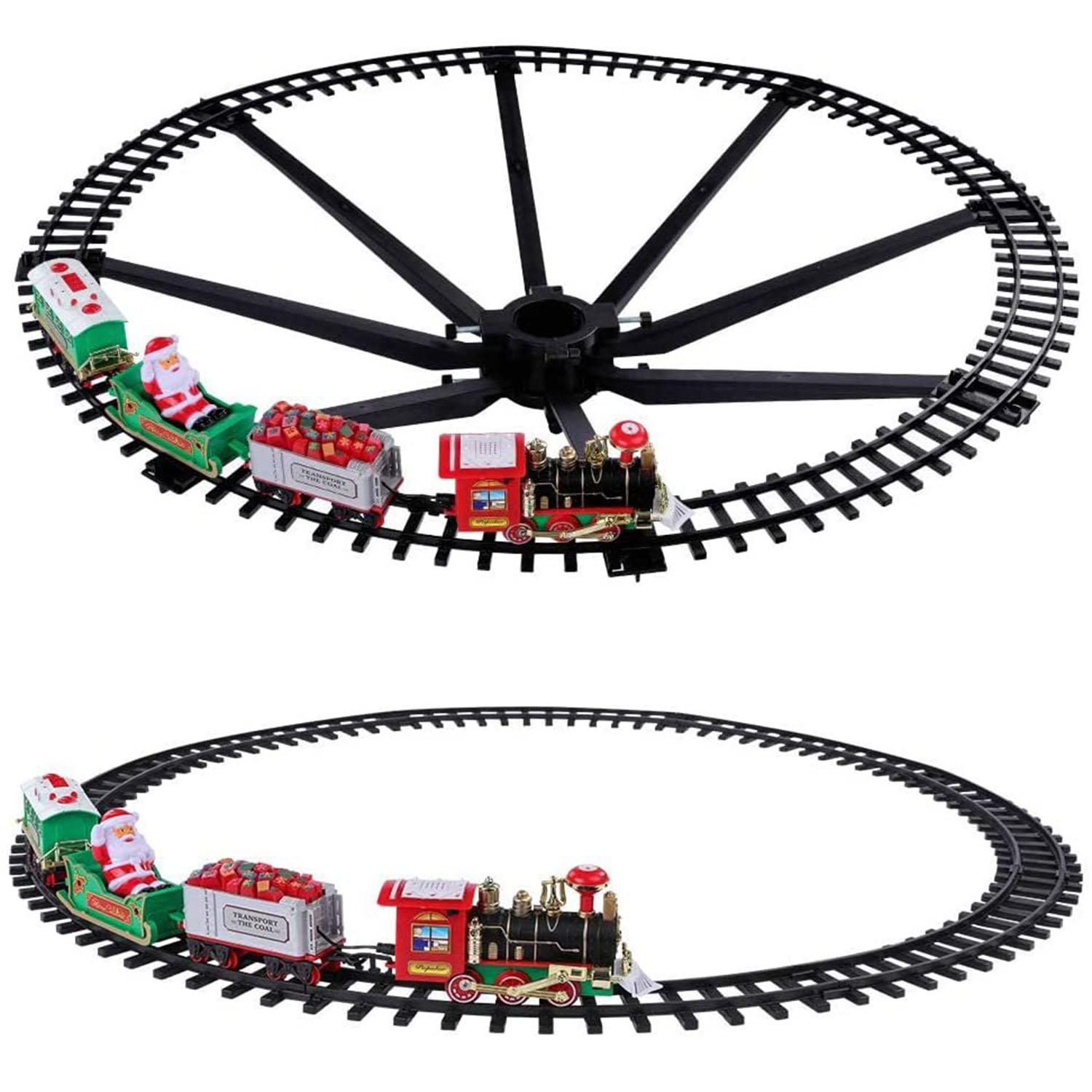Electric Train Set Kid Toy Xmas Steam Train Kit Tree Surround Track Battery Operated with Sound Light Santa Claus Christmas Gift image