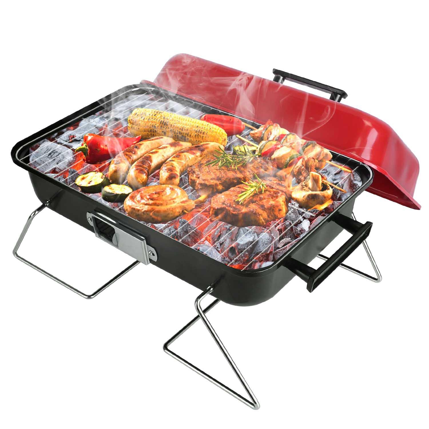 Portable Charcoal Grill Outdoor�Tabletop Grill Small Barbecue Smoker Folding BBQ Grill with Lid for Backyard Camping Picnics Beach image