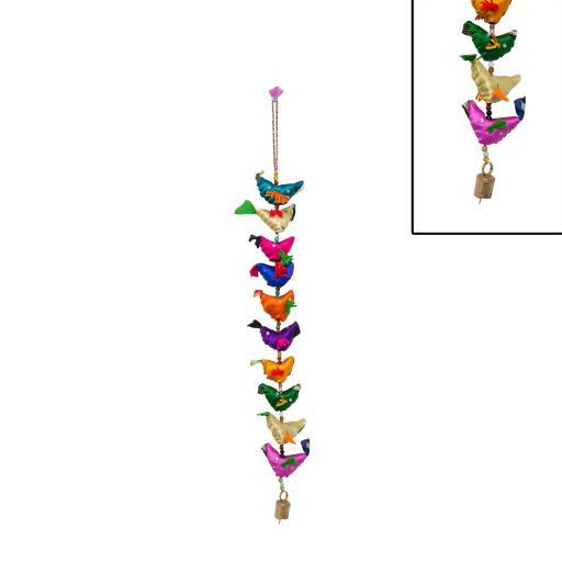Wind Chimes 10 Silk Birds Multi Colour image