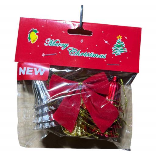 Christmas Bows And Bells 12 In Bag Silver Red Gold Purple image