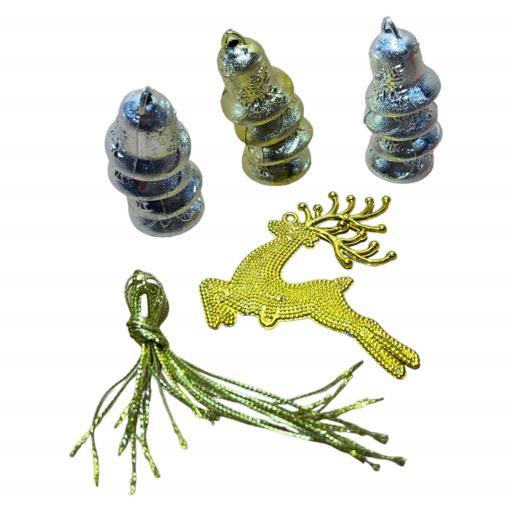 Christmas Reindeer And Bells 13 In Bag Silver Red Gold Purple image
