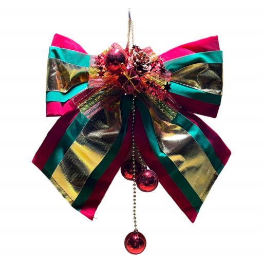 Christmas Bow 32Cm Red GreenGold