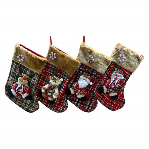 Christmas Stocking Asst.4 Santa RedGreenYellow image