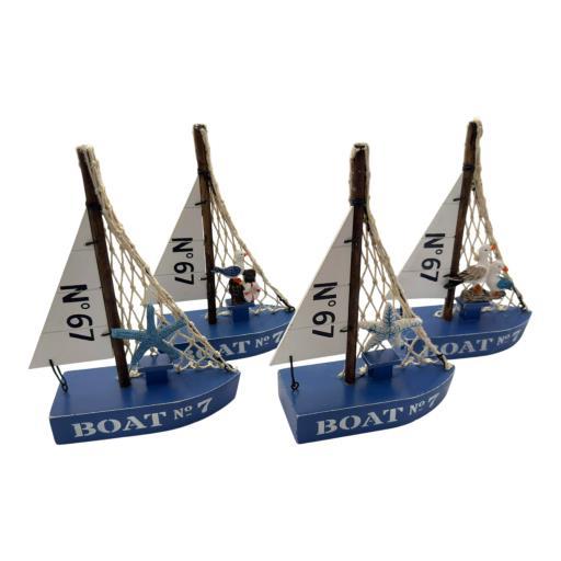 Sailboats Asst. With Fishnet Starfish And Seagull image