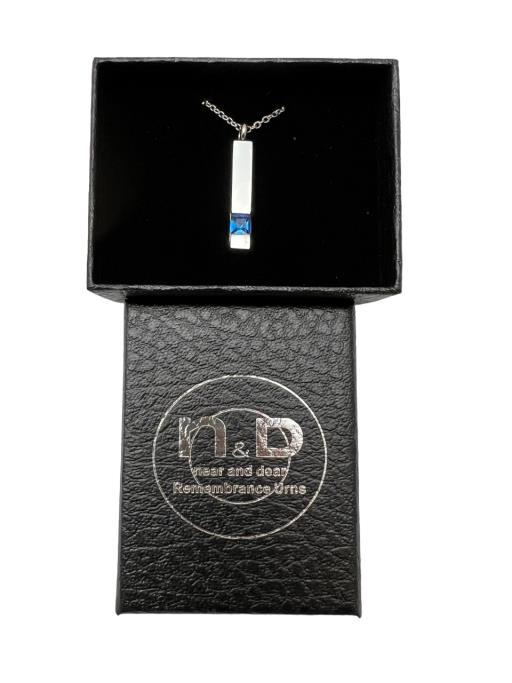 Stainless Steel Pendant Rectangle Box With Blue Stone image