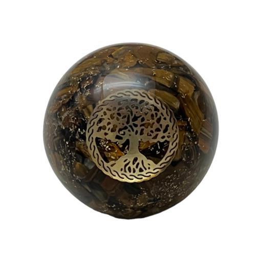 Tiger Eye Orogne Sphere Tree Of Life Approx.200G Display Stand Is Not Included image