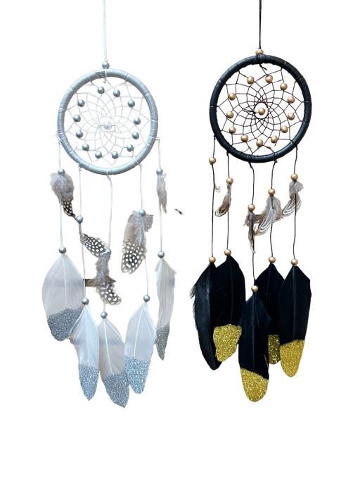 Circular Dream Catcher Asst. 2 White Brown Yellow Black image