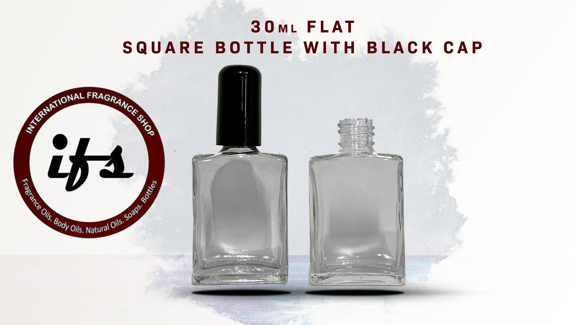 30ml Flat Square Bottle With Black Cap 1 pc image