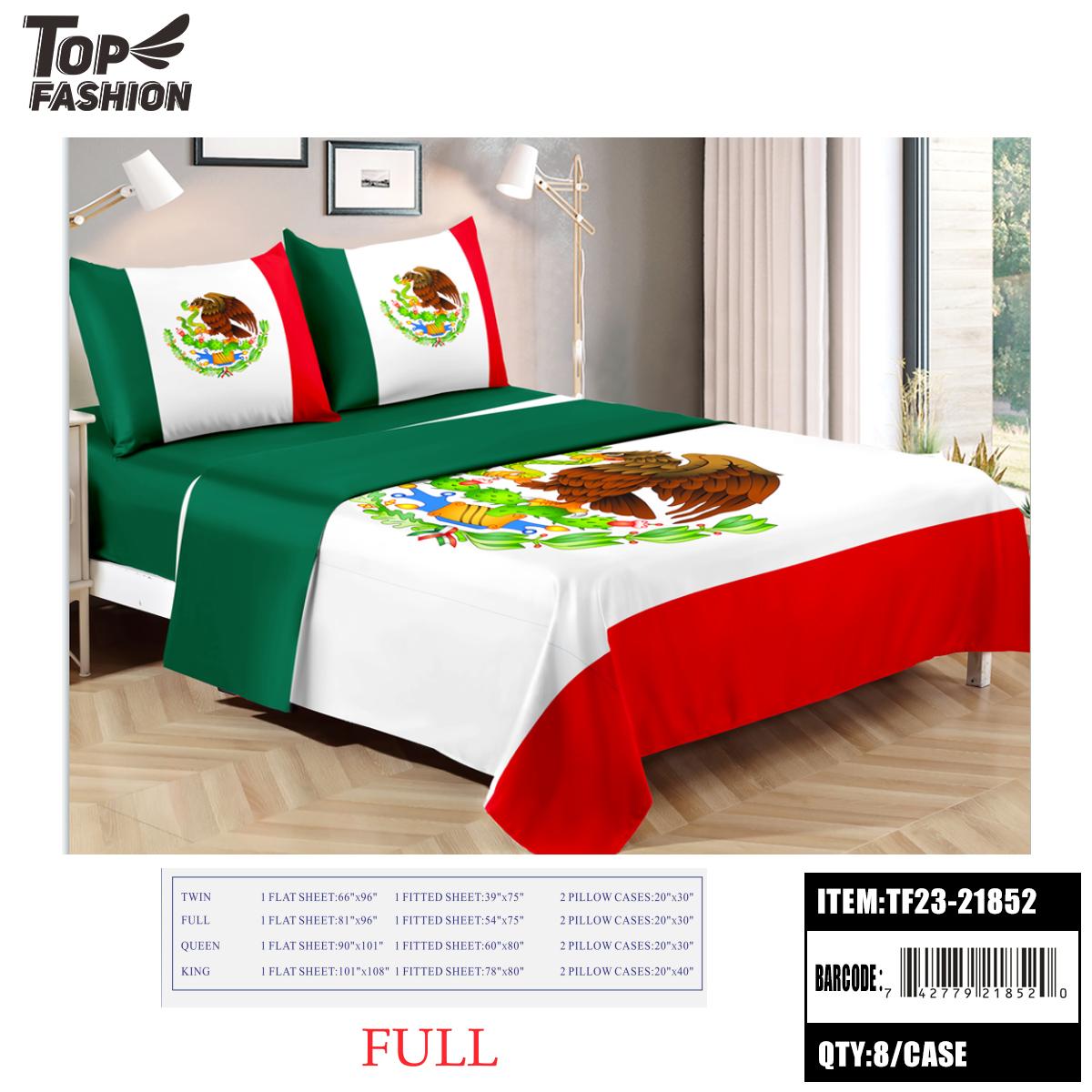 80G FULL SIZE MEXICAN FLAG BED SHEET SET OF FOUR 8PC/CS image