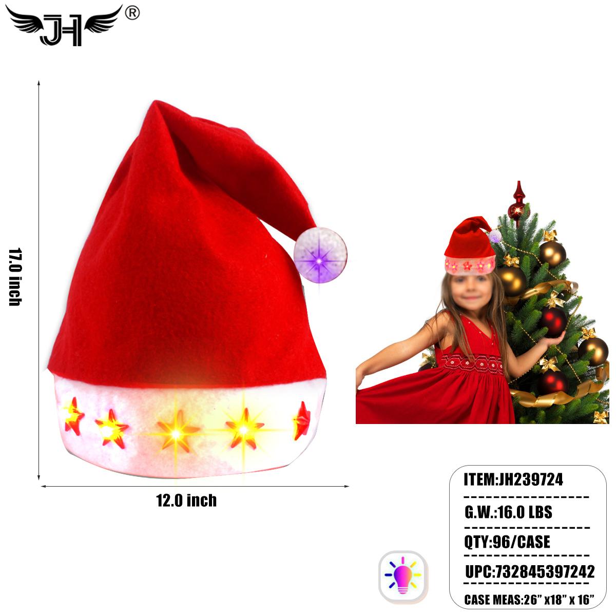 CHRISTMAS HAT - LIGHT UP BALL TIP RED 8DZ/CS image