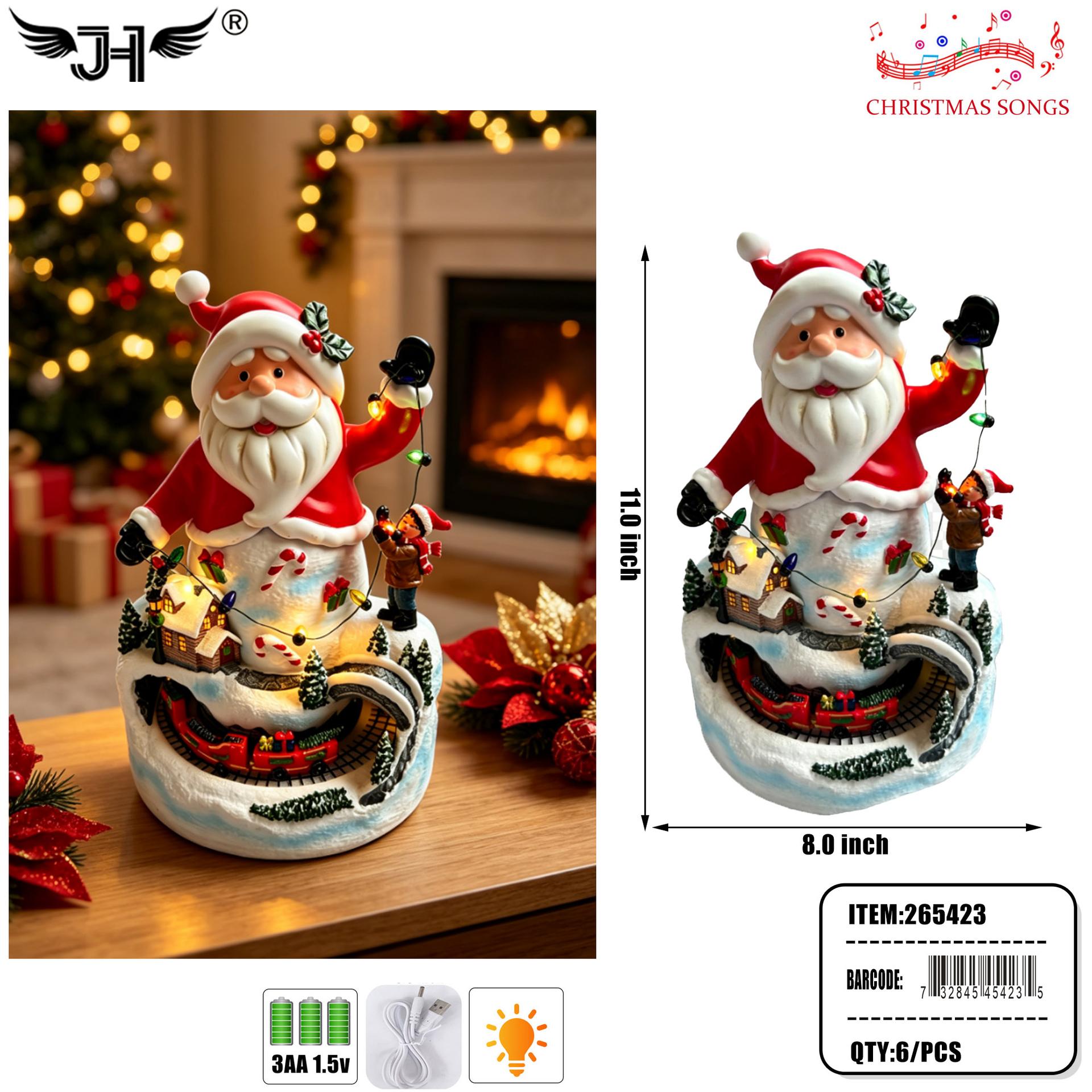 CHRISTMAS LANTERN - SNOW GLOBE SANTA L&M 6PC/CS (265423) image