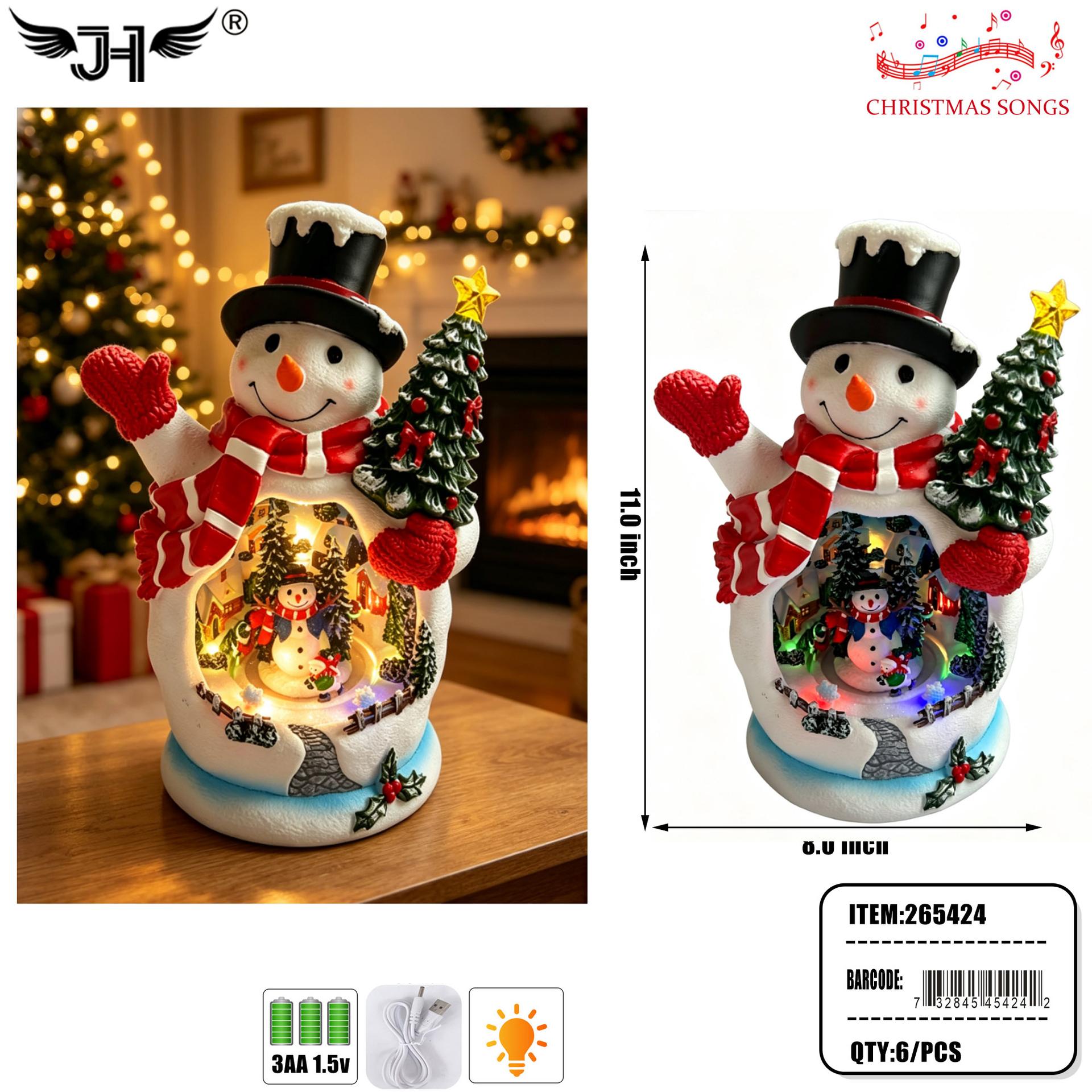 CHRISTMAS LANTERN - SNOW GLOBE SANTA L&M 6PC/CS (265424) image