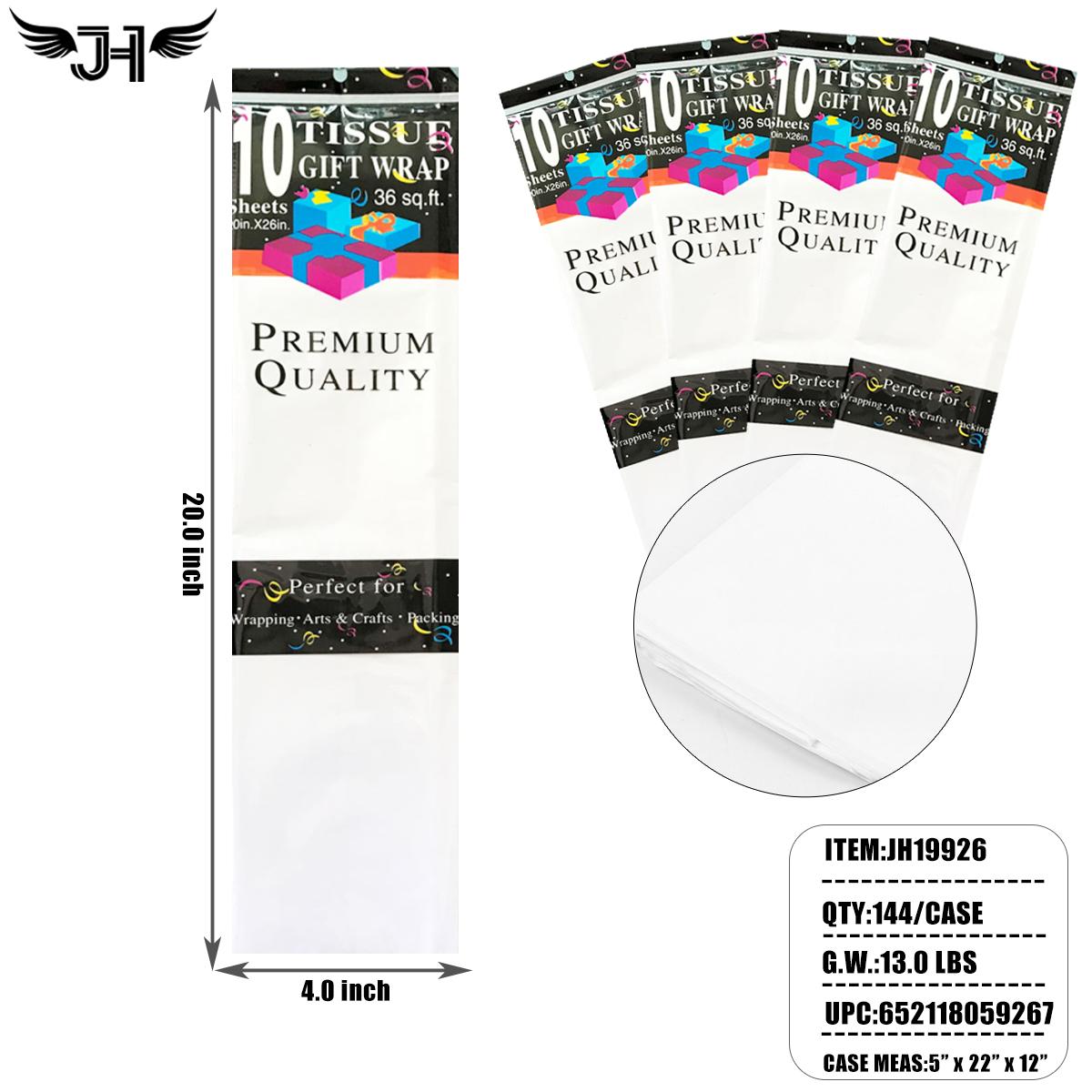 TISSUE PAPER - WHITE 10CT (12PK) 12DZ/CS (JH19926) image