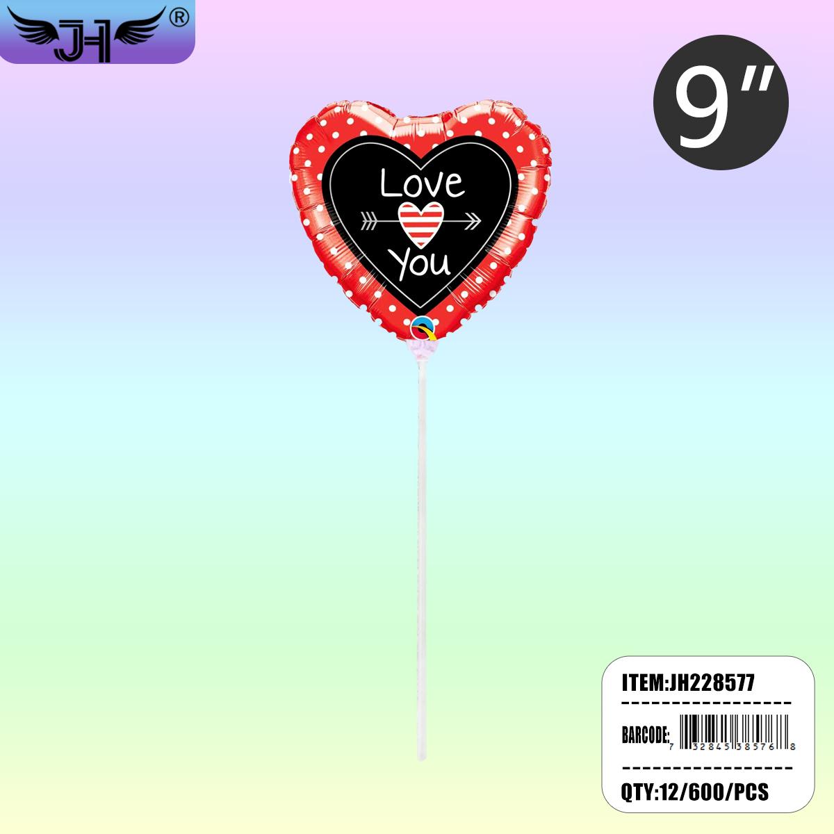 FOIL BALLOON - 10" I LOVE YOU W/STICK/CAP 30DZ/CS (JH228577)