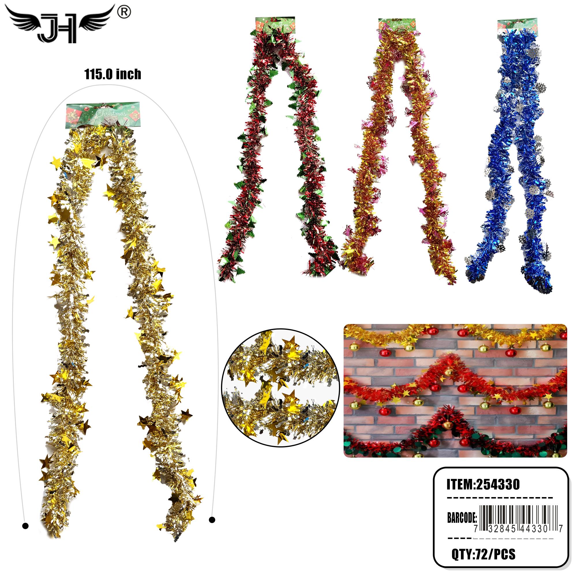 GARLAND - 9.5FT RED TINSEL 4 STYLE (6PC) 12PK/CS image