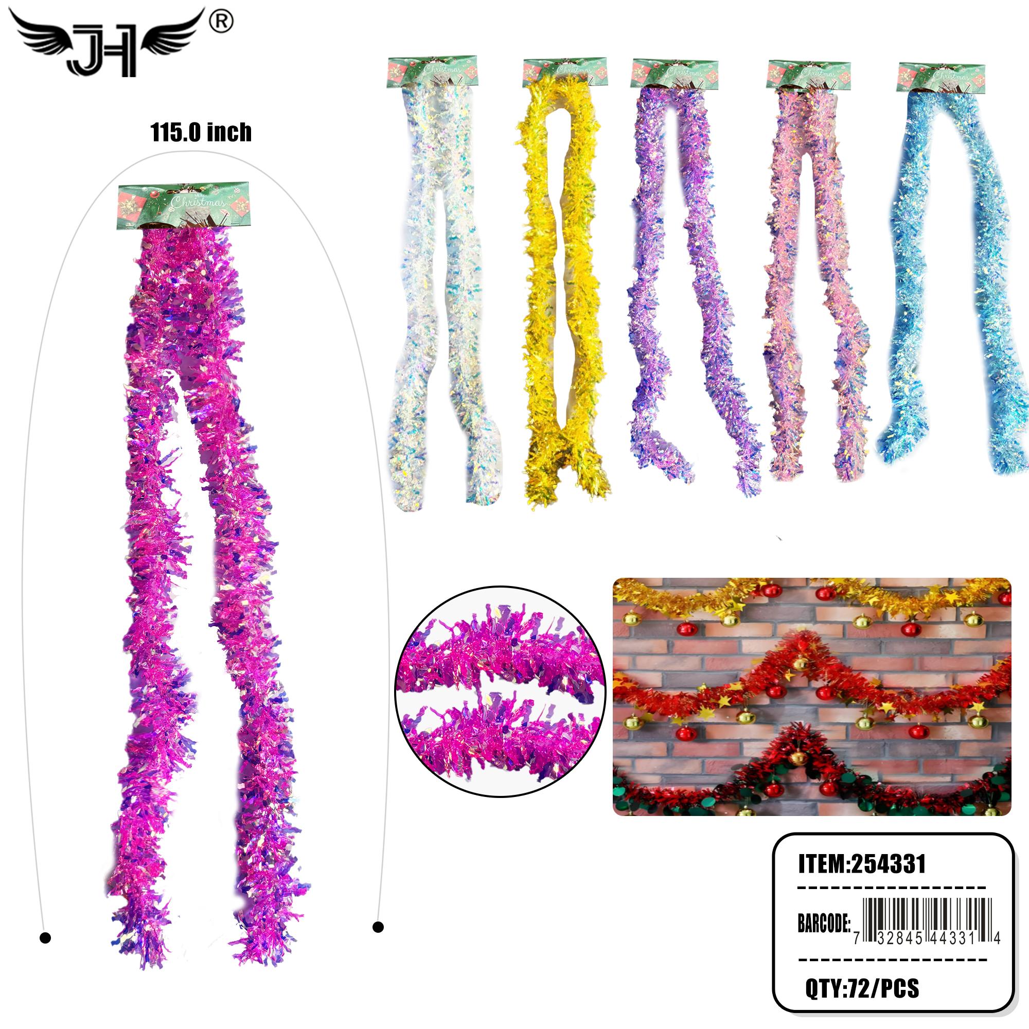 GARLAND - 9.5FT RED TINSEL 6 STYLE (6PC) 12PK/CS image