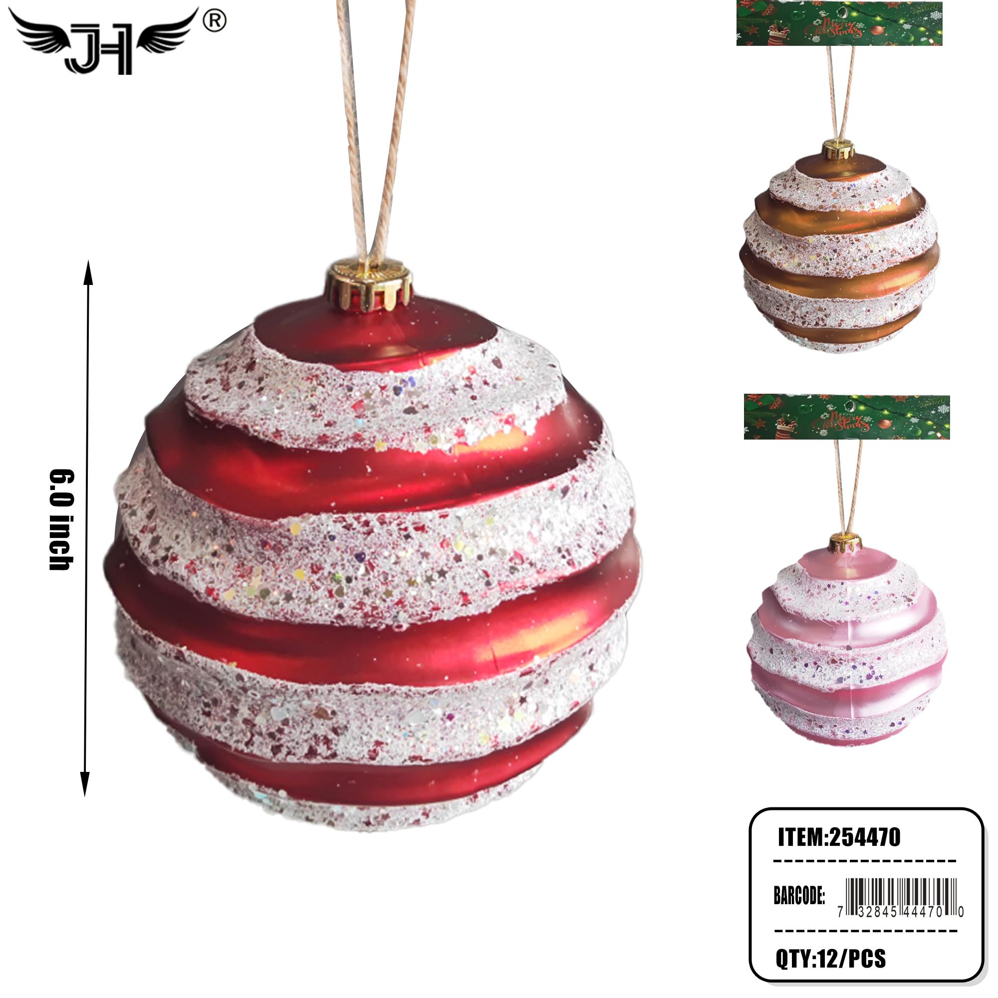 CHRISTMAS ORNAMENT - 6" MIX 3 COLOR 12PC/CS image