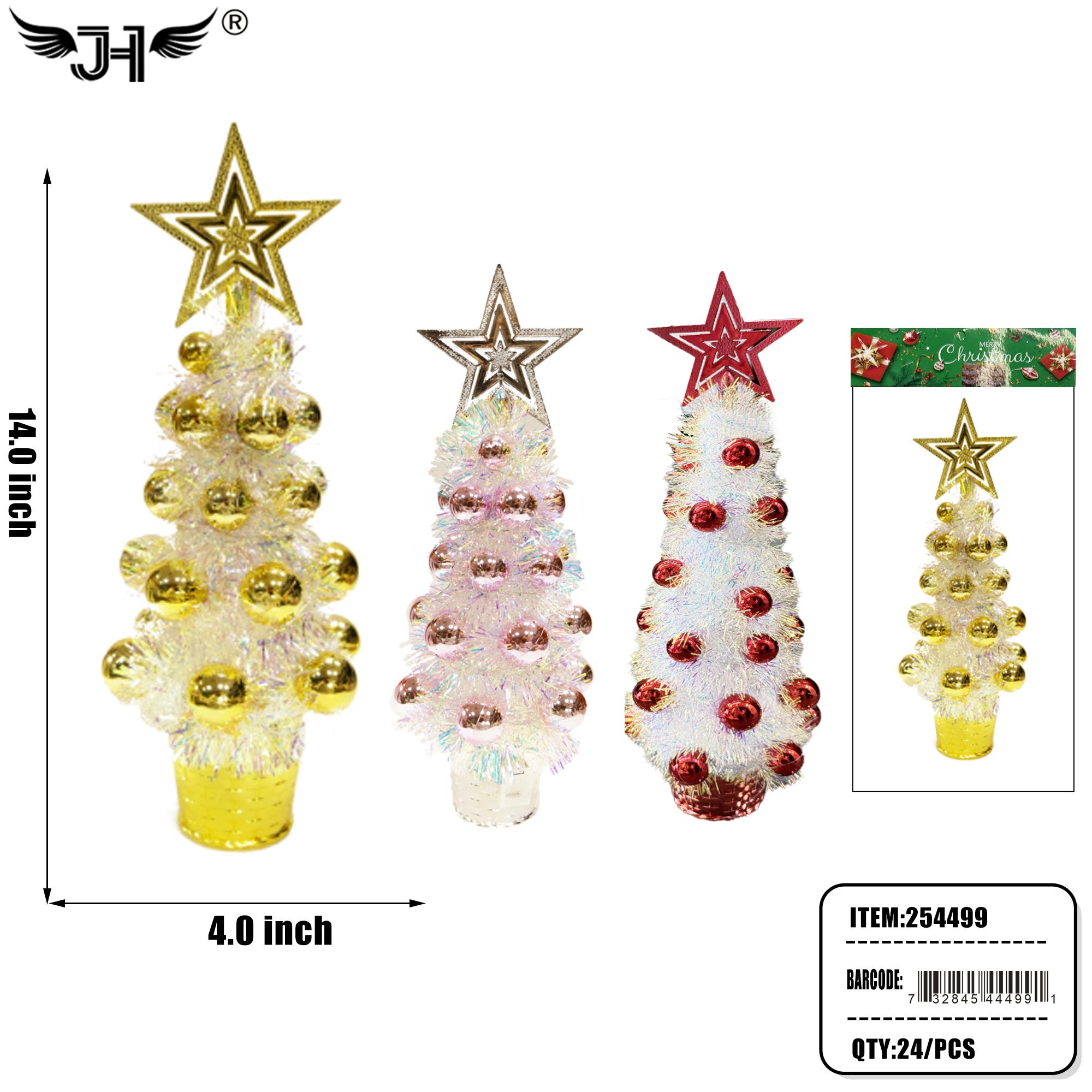 CHIRSTMAS - 14" TREE RED, GOLD, PINK, AVERAGE COLOR 24PC/CS image