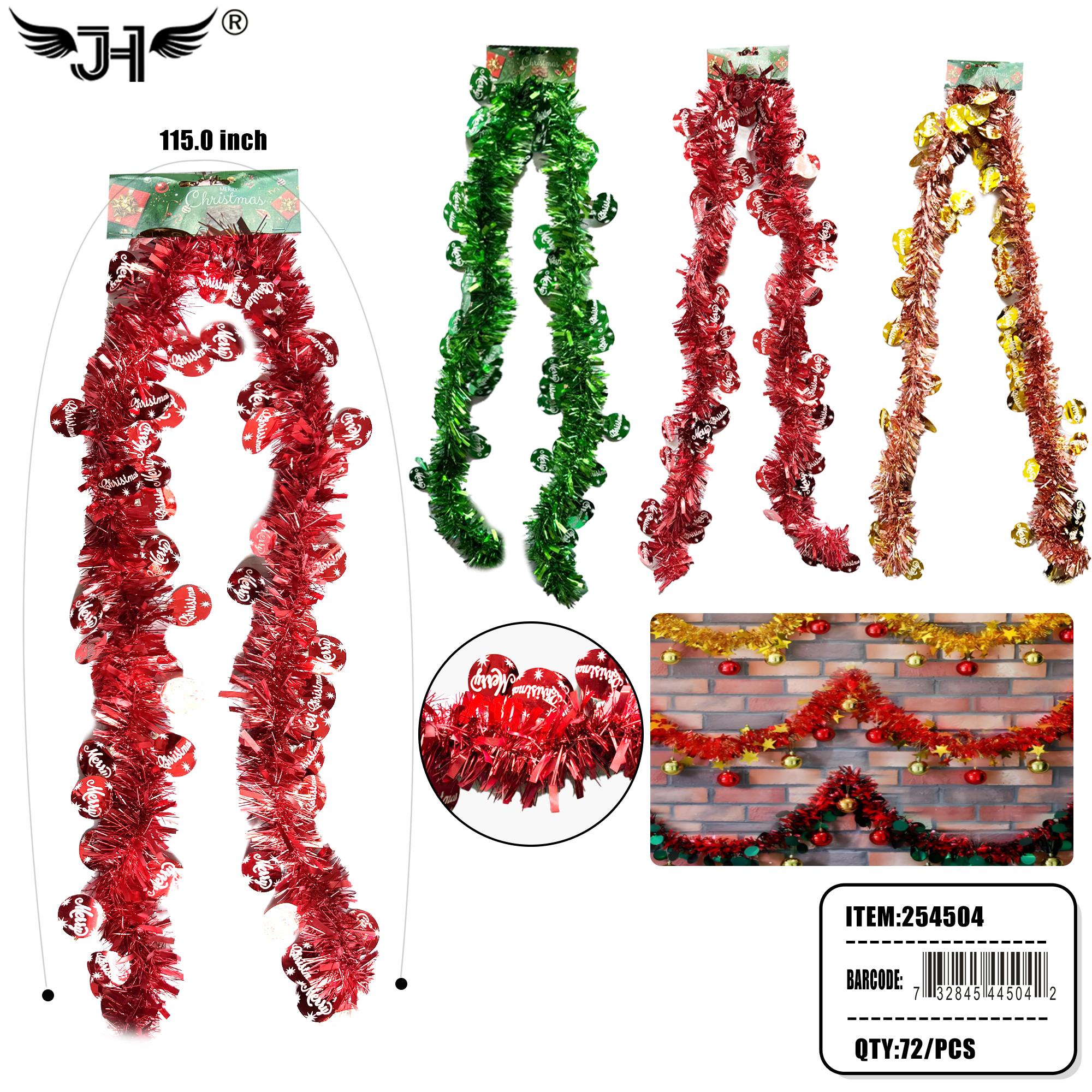 GARLAND - 9.5FT RED TINSEL 3 STYLE (6PC) 12PK/CS image