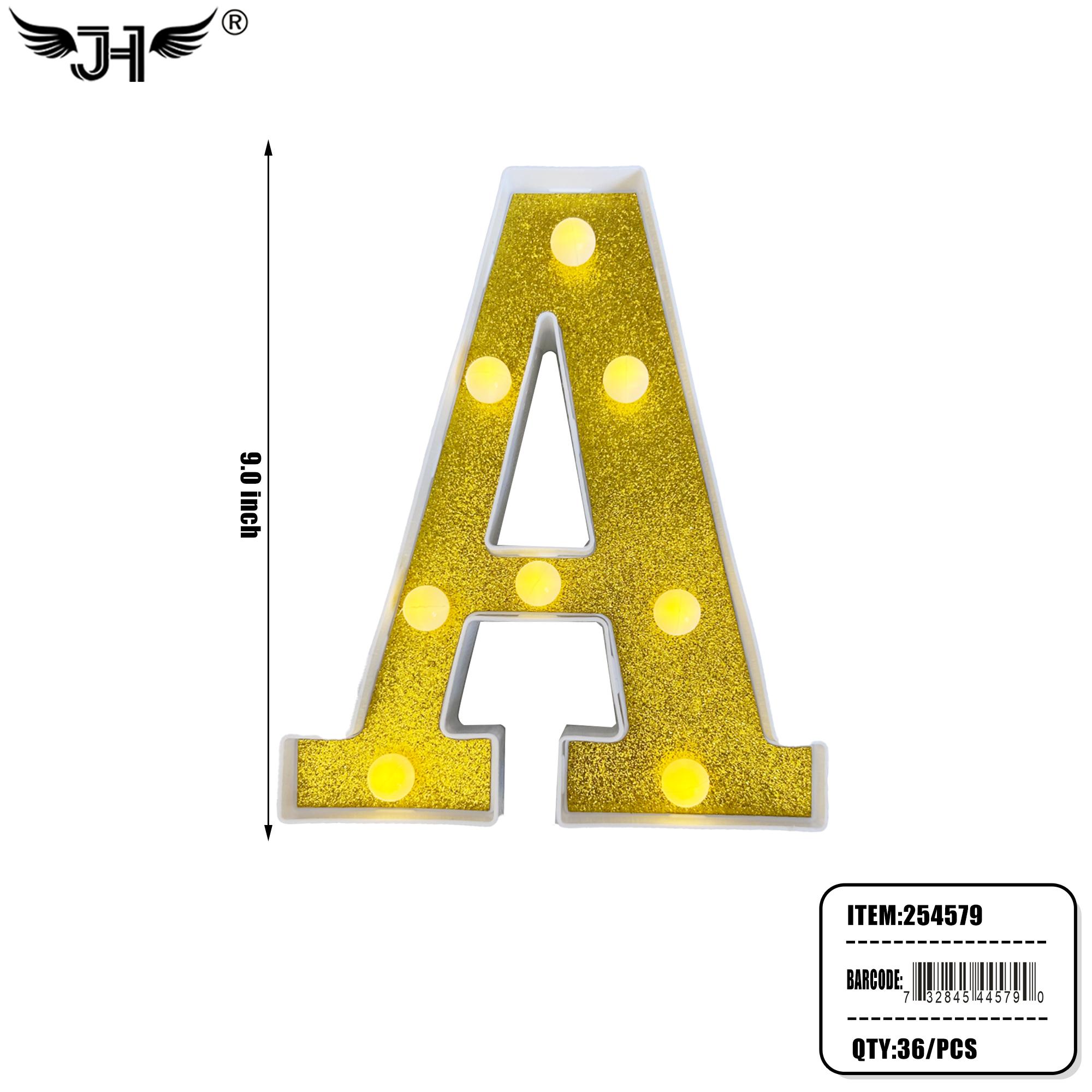 LETTER - A GLITTER LIGHT UP HANGING DECORATE (6PC/BG) 6BG/CS image