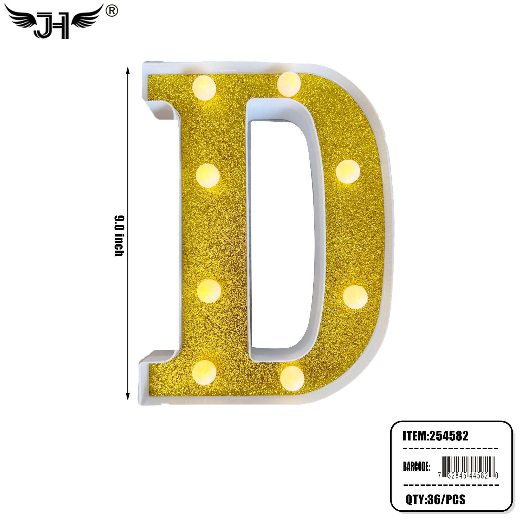 LETTER - D GLITTER LIGHT UP HANGING DECORATE (6PC/BG) 6BG/CS image