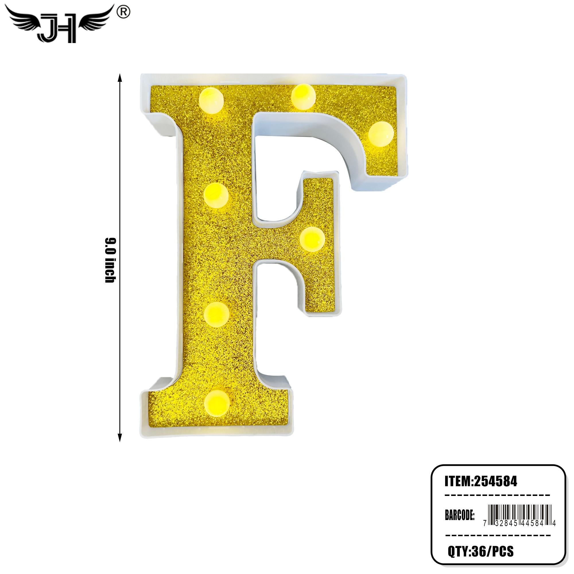 LETTER - F GLITTER LIGHT UP HANGING DECORATE (6PC/BG) 6BG/CS image