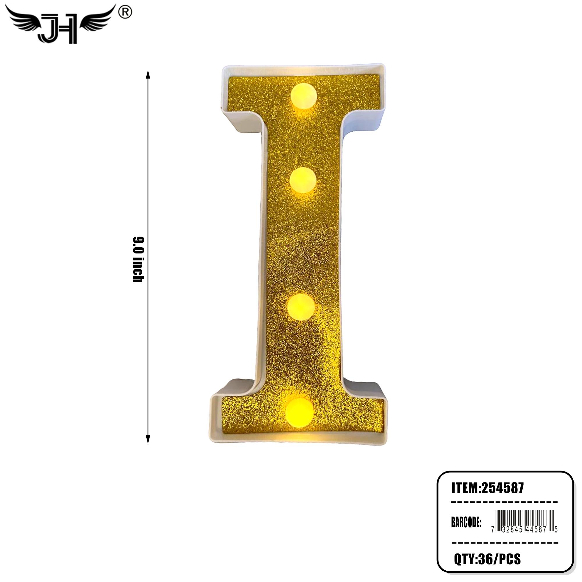 LETTER - I GLITTER LIGHT UP HANGING DECORATE (6PC/BG) 6BG/CS image