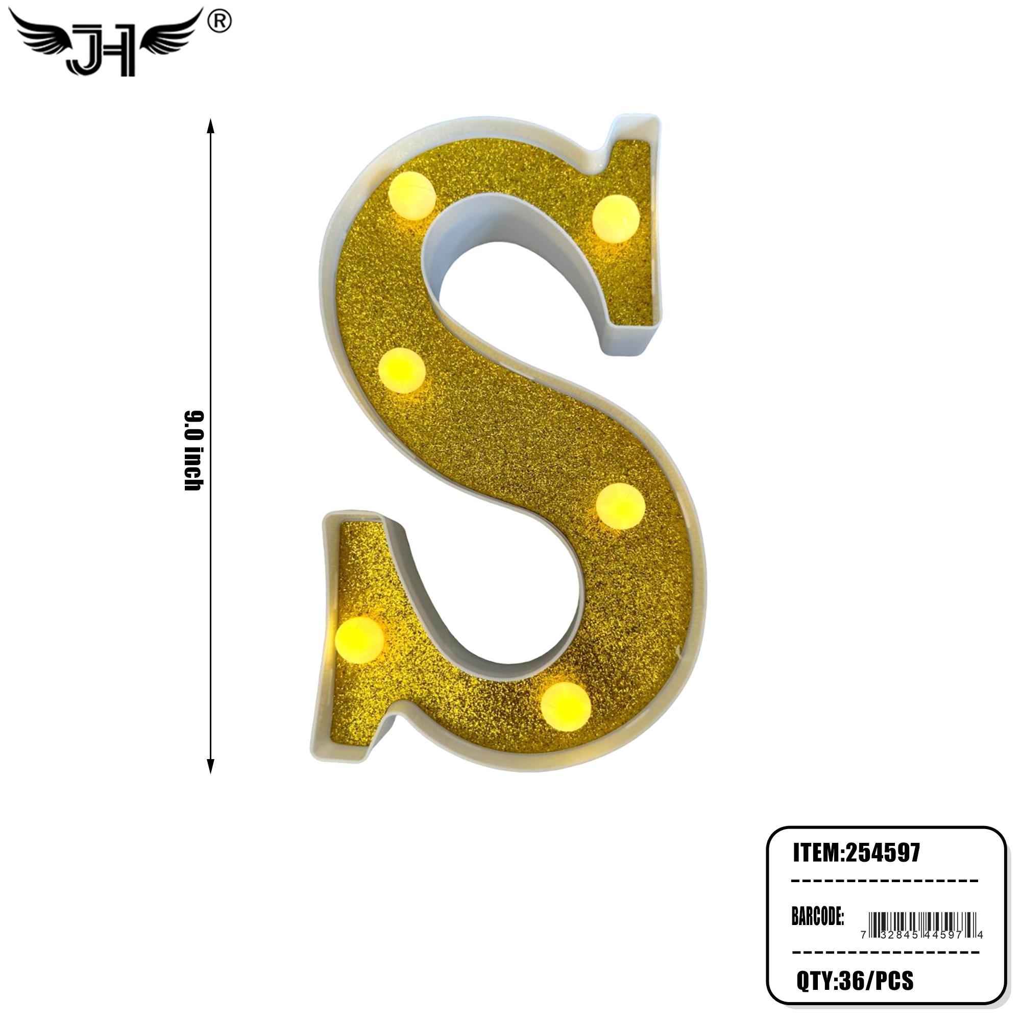 LETTER - S GLITTER LIGHT UP HANGING DECORATE (6PC/BG) 6BG/CS image