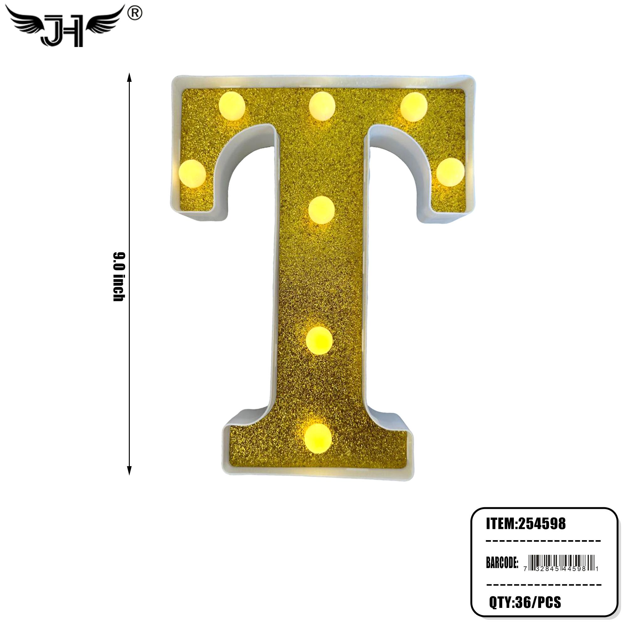 LETTER - T GLITTER LIGHT UP HANGING DECORATE (6PC/BG) 6BG/CS image