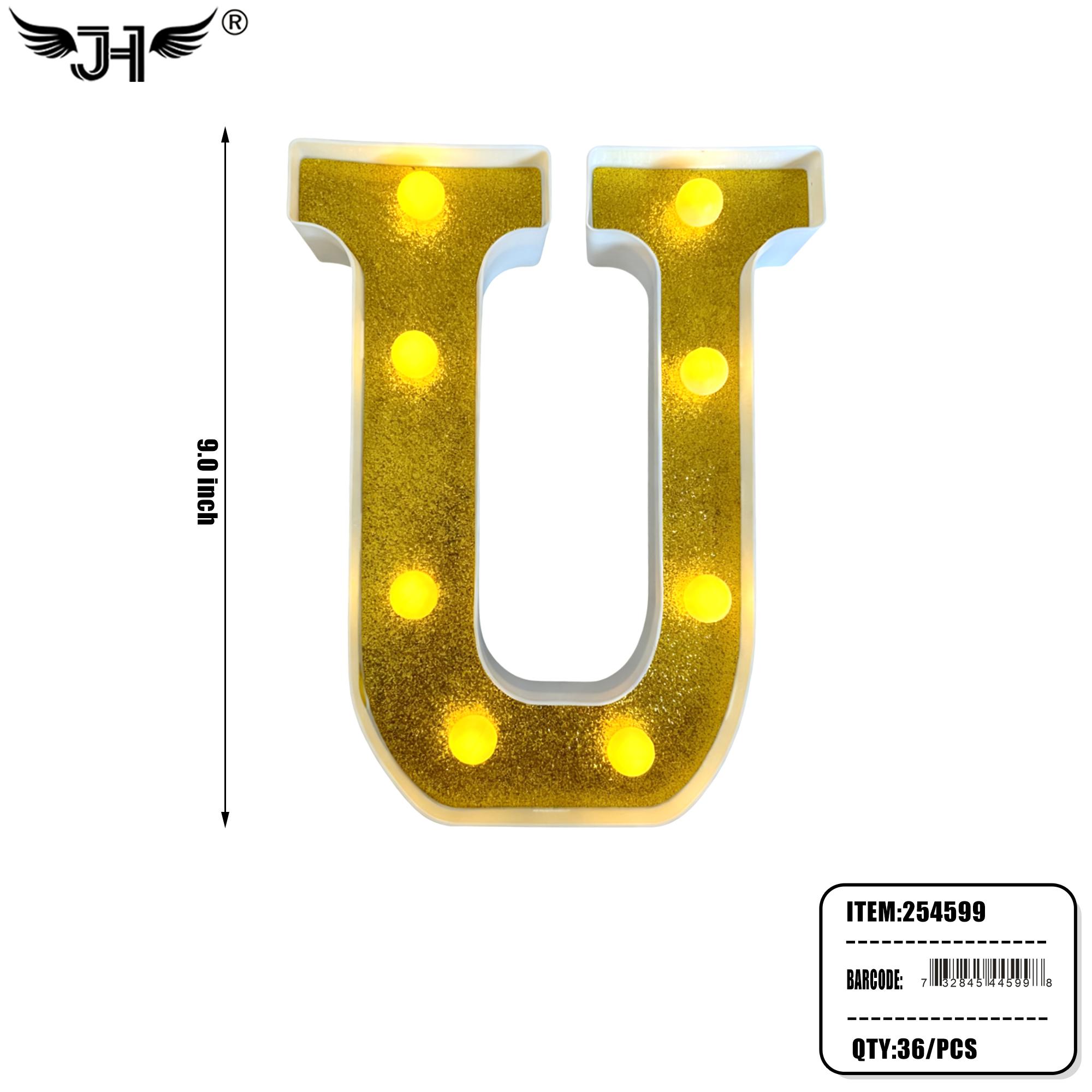 LETTER - U GLITTER LIGHT UP HANGING DECORATE (6PC/BG) 6BG/CS image