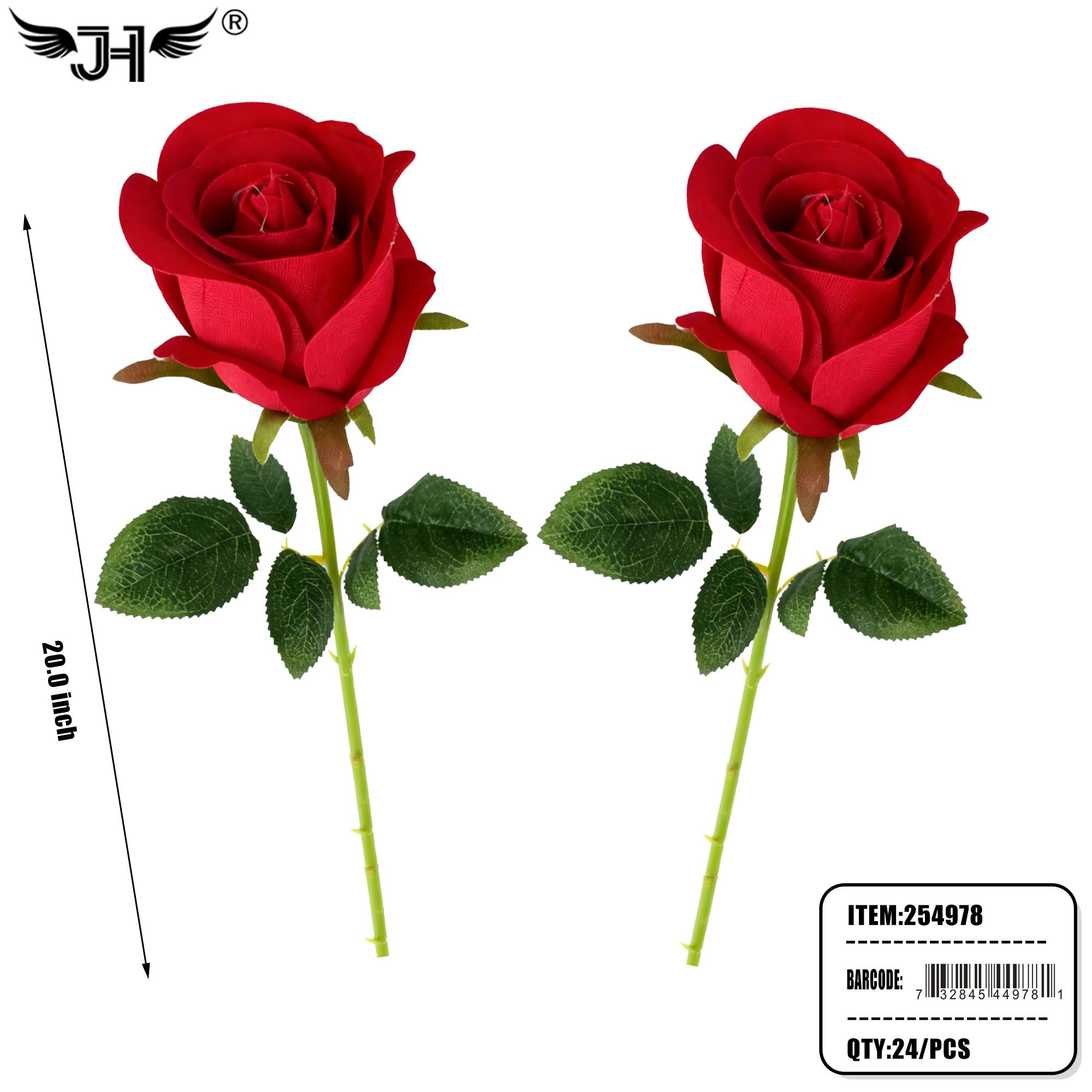 FLOWER LONG - 20" ARTIFICIAL FLOWER ROSE RED 24PC/CS image