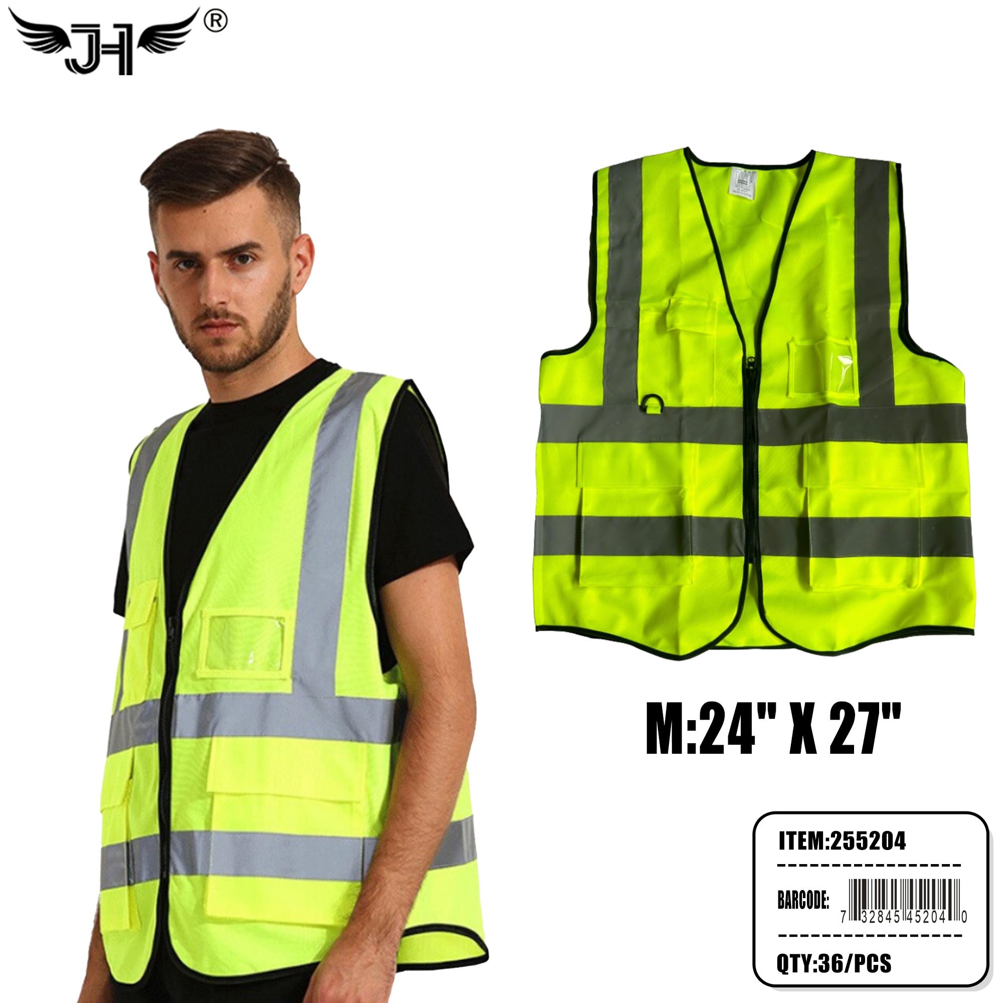 SAFETY VEST - M SIZE FLUORES YELLOW COLOR REFLECTIVE 8DZ/CS image