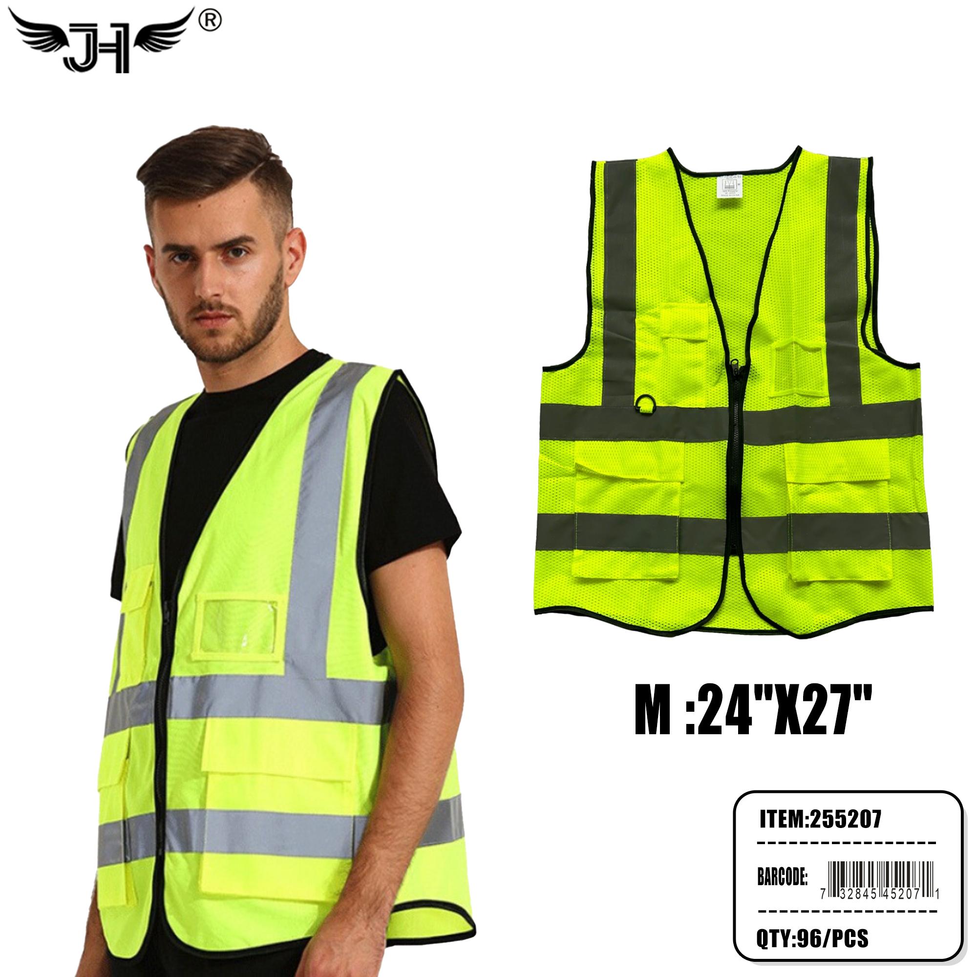 SAFETY VEST - M SIZE FLUORES YELLOW COLOR REFLECTIVE 8DZ/CS (255207) image