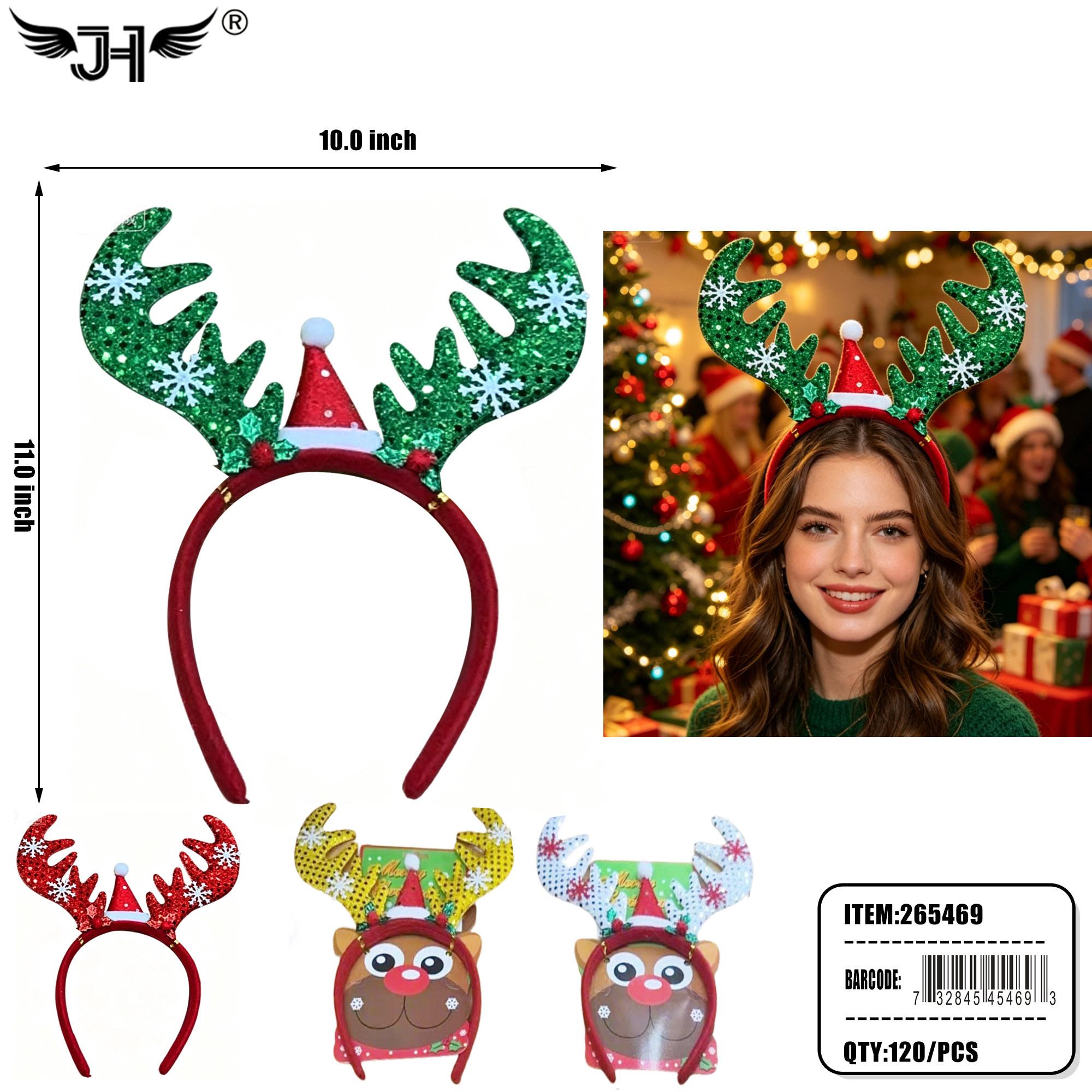 CHRISTMAS HEADBAND - REINDEER 4 COLOR MIX 10DZ/CS (265469) image