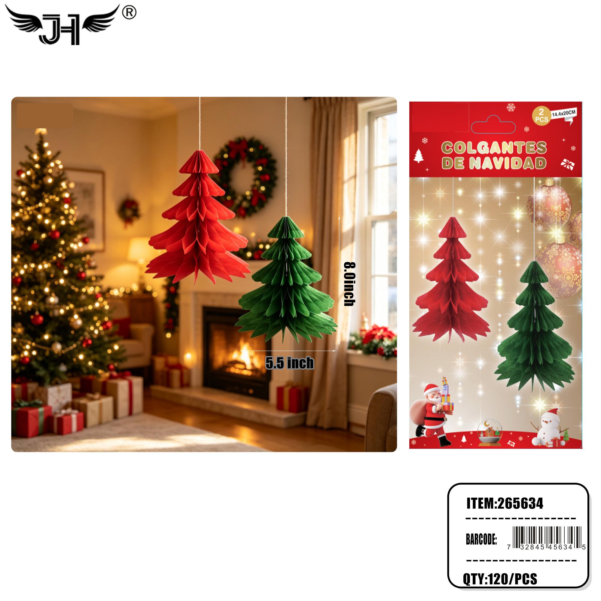 CHRISTMAS DECORATION - 2CT 8" HANGING TREE 10DZ/CS image