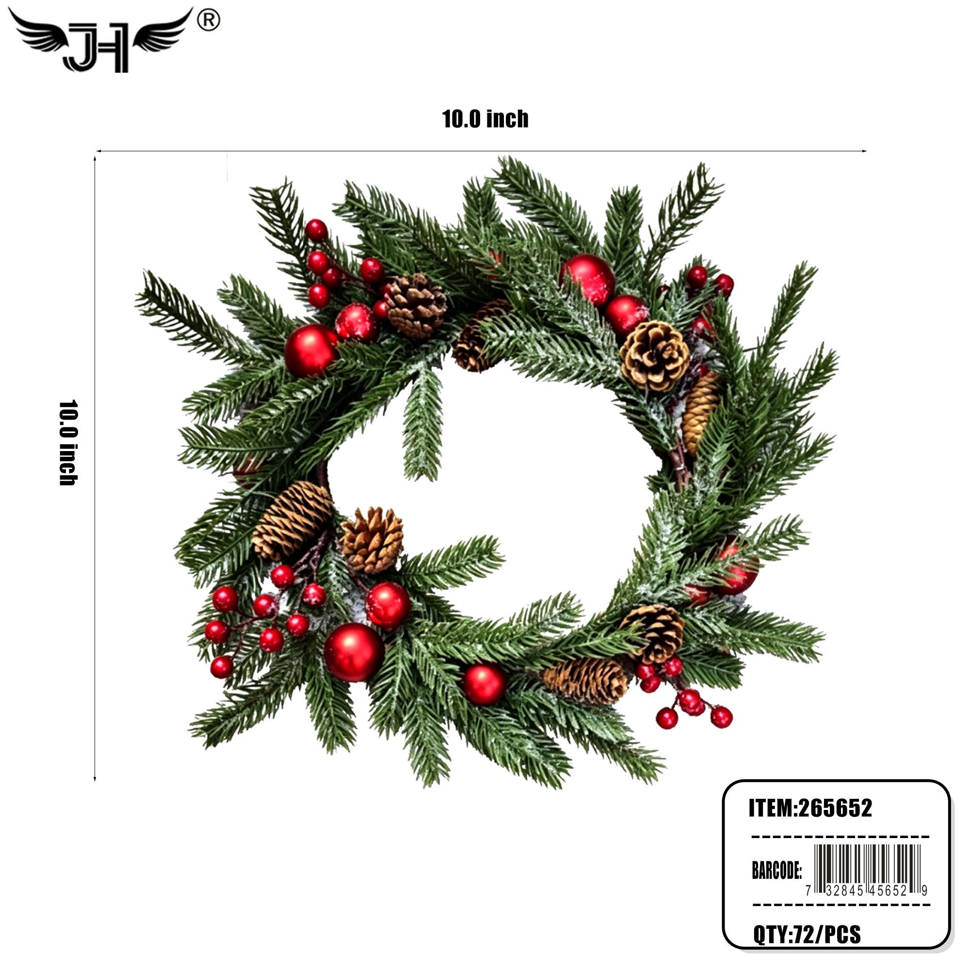 CHRISTMAS DECORATION - 10" WREATH REALISTIC (6PC/BG) 6BG/CS image