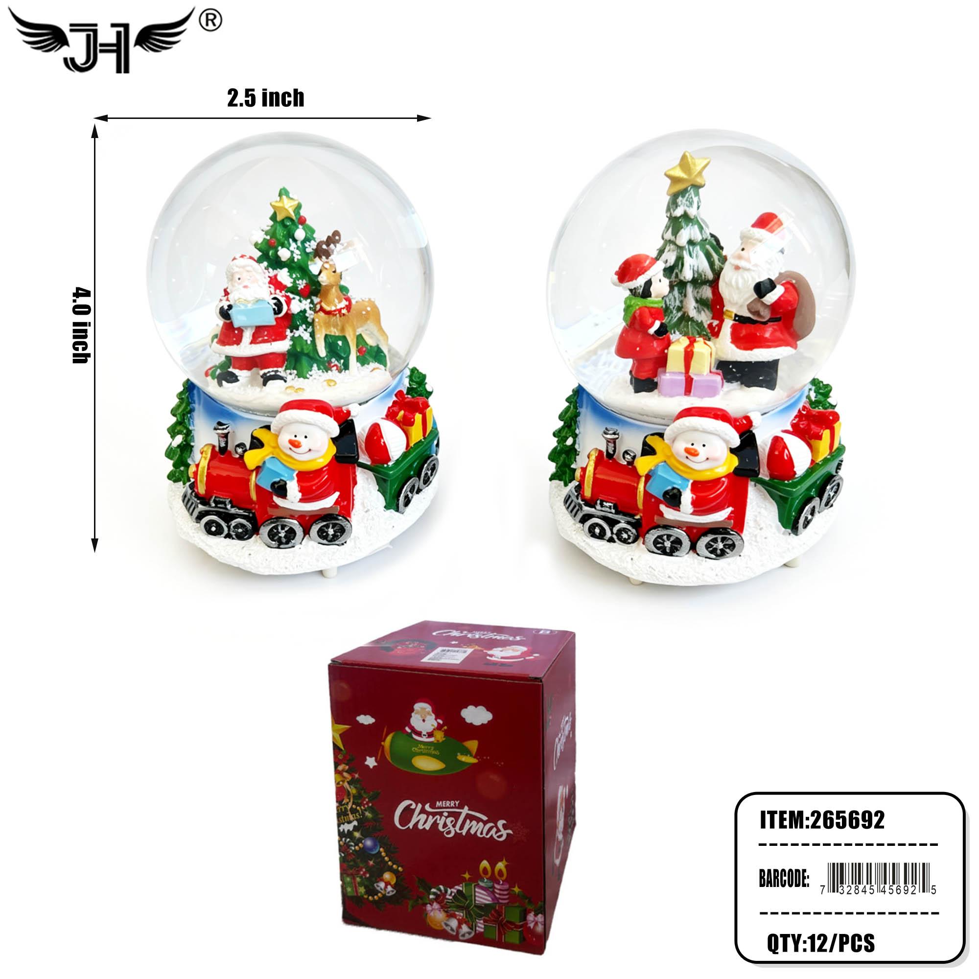 CHRISTMAS DECORATION - 4" SNOW GLOBE 2 DESIGN ASST 12PC/CS (265692)