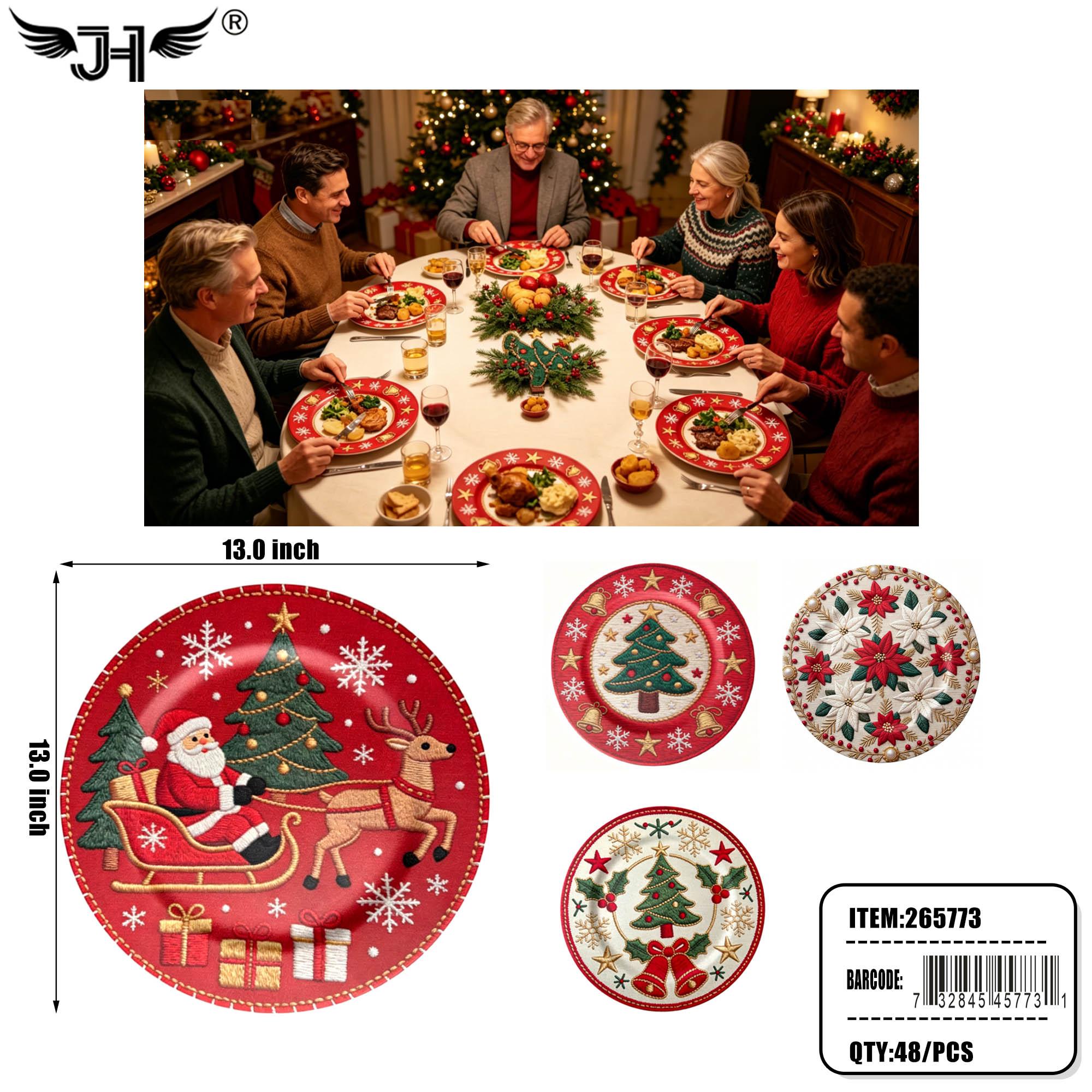 CHRISTMAS - 13" PLASTIC PLATE MIX 4 STYLE (24PC) 2BX/CS image
