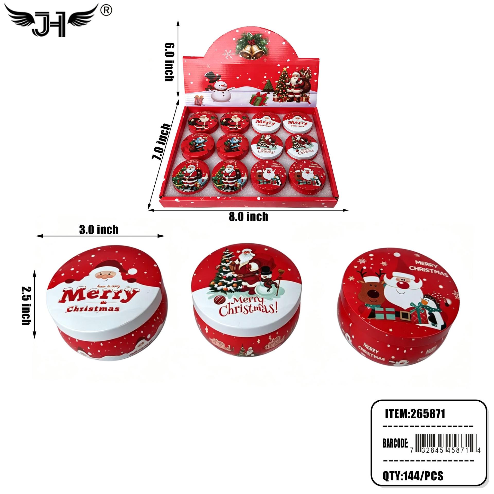 CHRISTMAS DECORATION - METAL TIN CANDLE 6 ASST 12DZ/CS (265871) image
