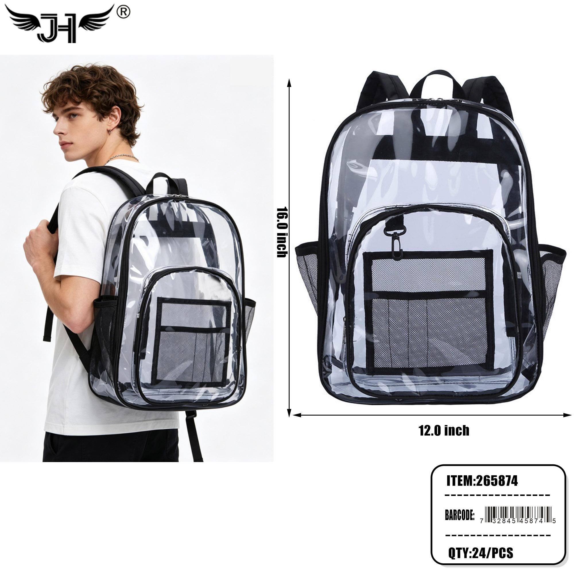 FASHION BAG - 16" PVC CLEAR BACKPACK 6PC/4BG/24PC/CS image