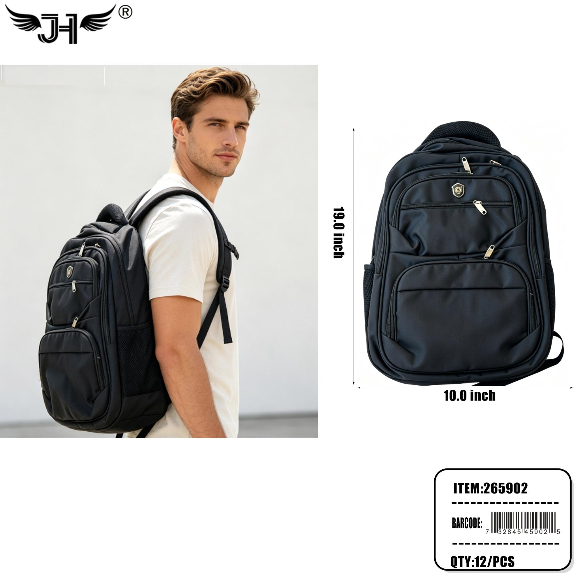 BACKPACK - 19" BLACK COLOR 12PC/CS image