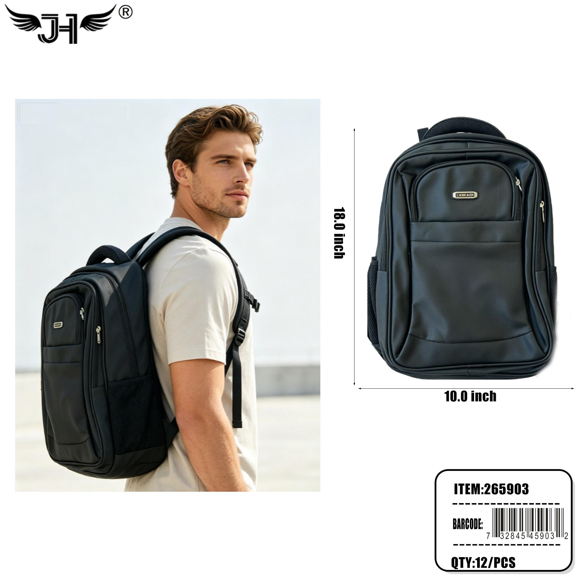 BACKPACK - 18" BLACK COLOR 12PC/CS image