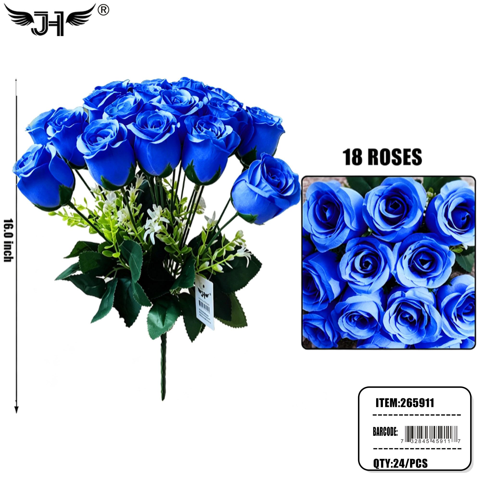 FLOWER - 16" BLUE ROSE 18 HEAD 24PC/CS image