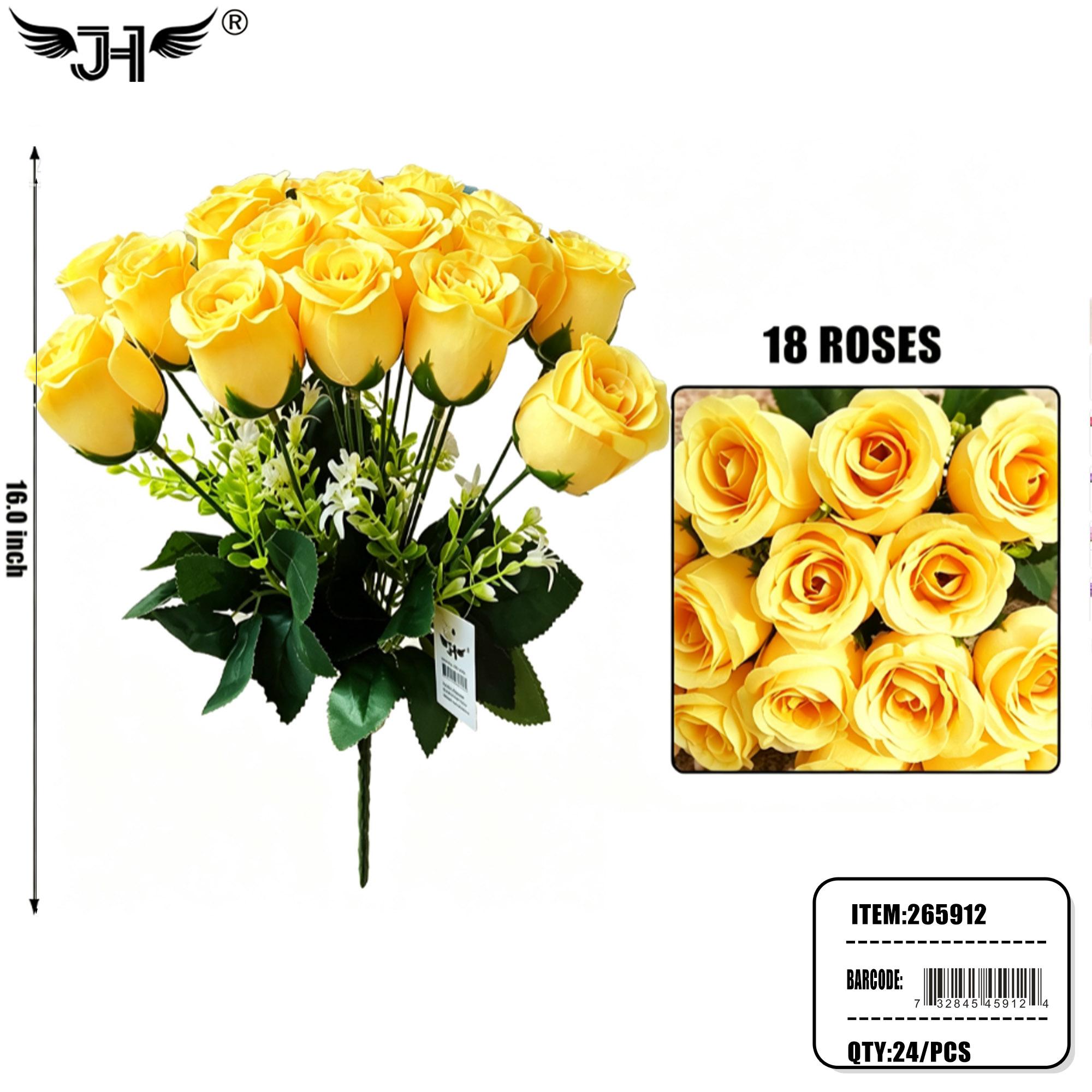 FLOWER - 16" YELLOW ROSE 18 HEAD 24PC/CS image