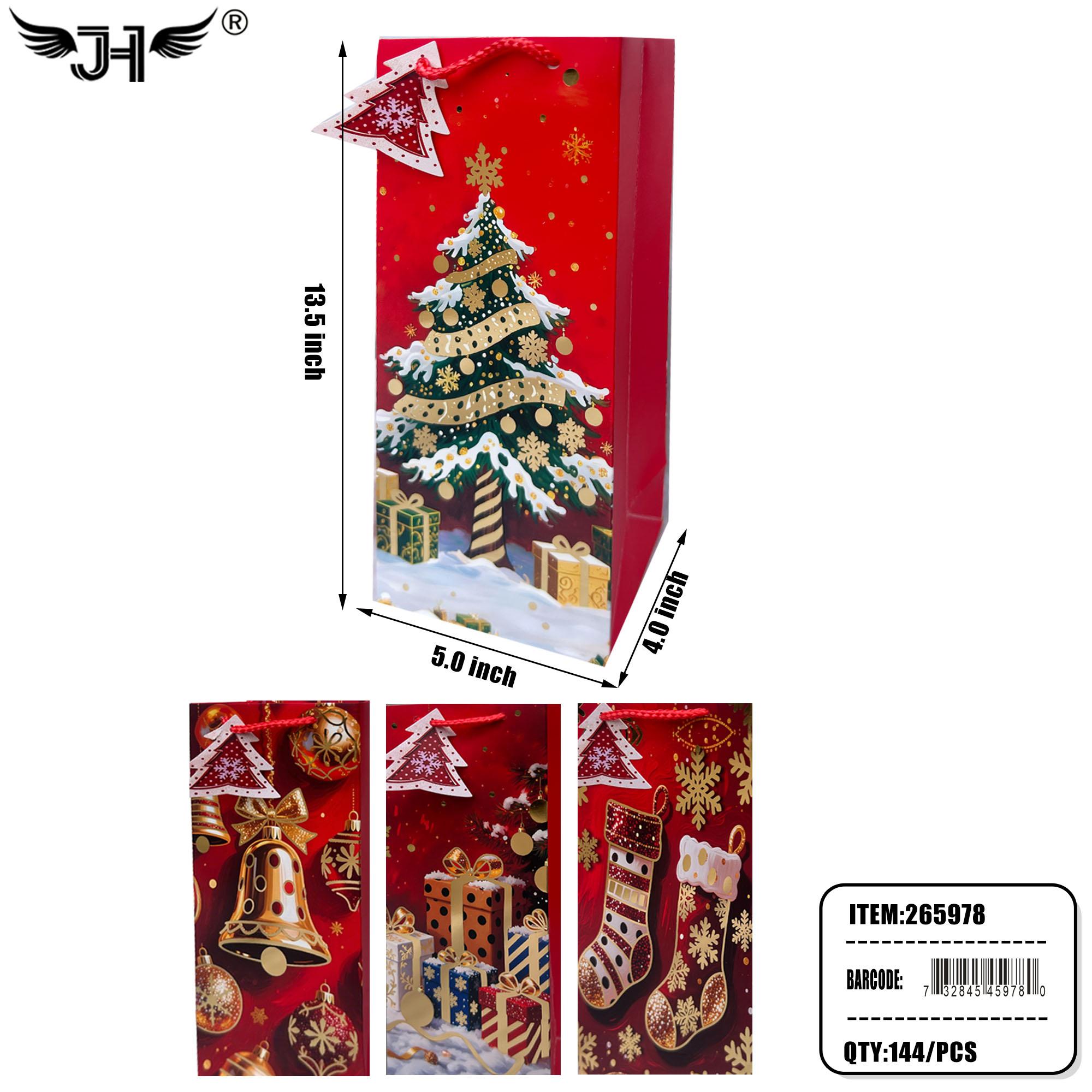 CHRISTMAS WINE BAG  - 13.5"X5"X4" 12DZ/CS image