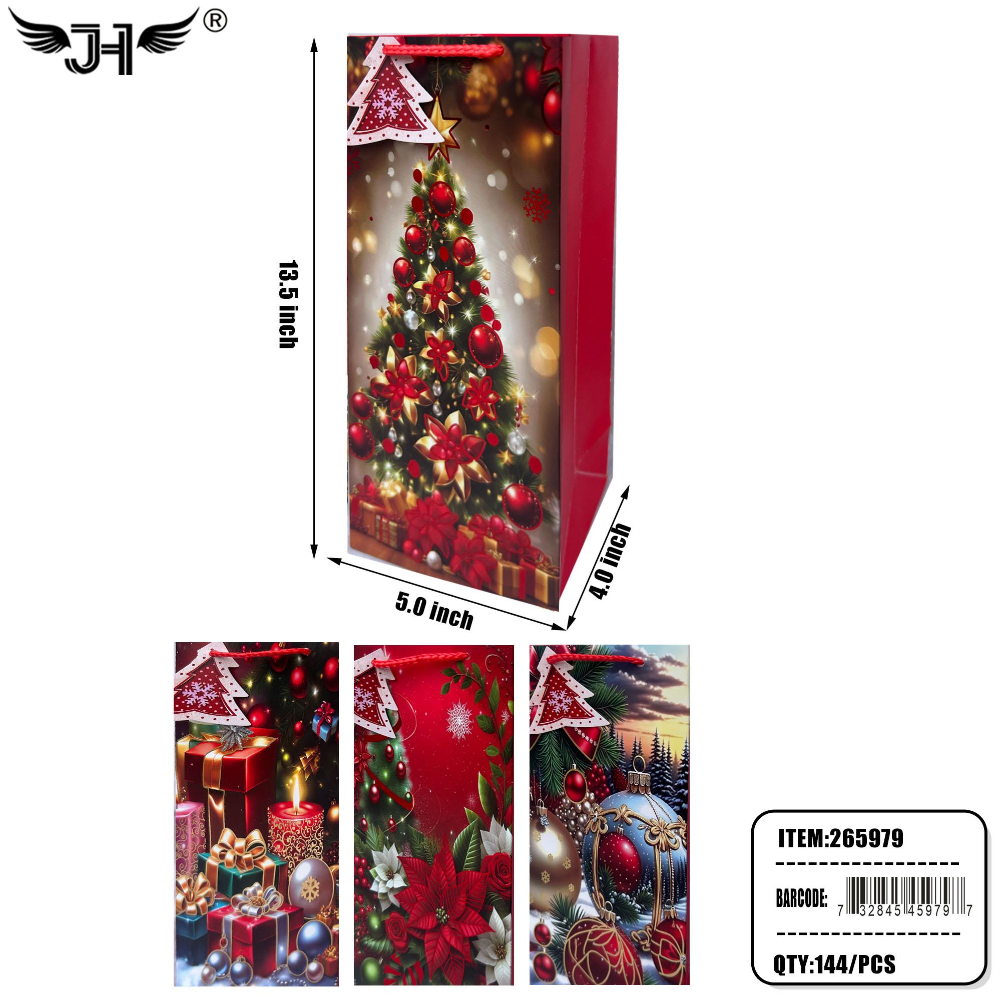CHRISTMAS WINE BAG - 13.5"X5"X4" 12DZ/CS image