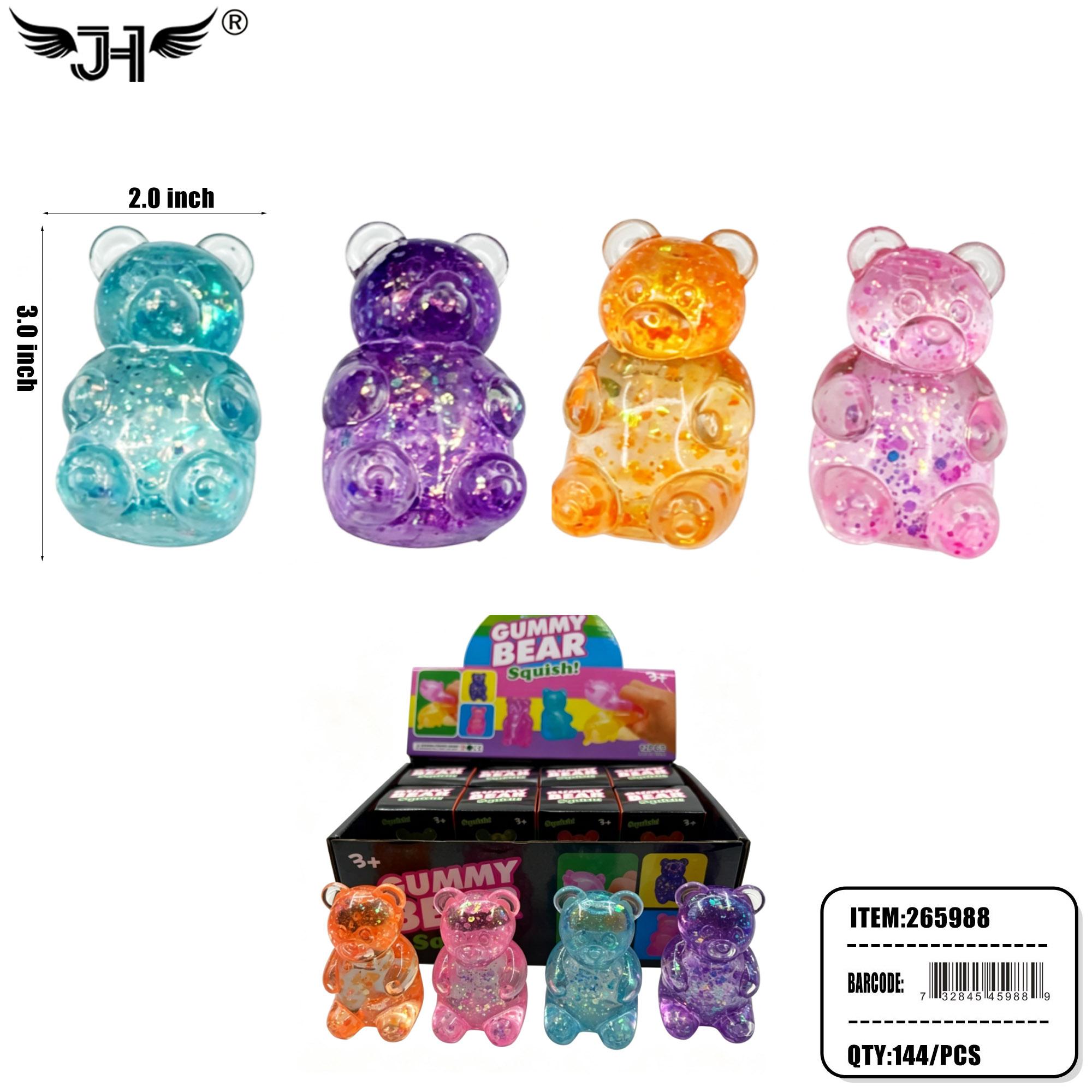 SQUISHY - 3" GLITER TEDDY BEAR 4 COLOR MIX 12DZ/CS image