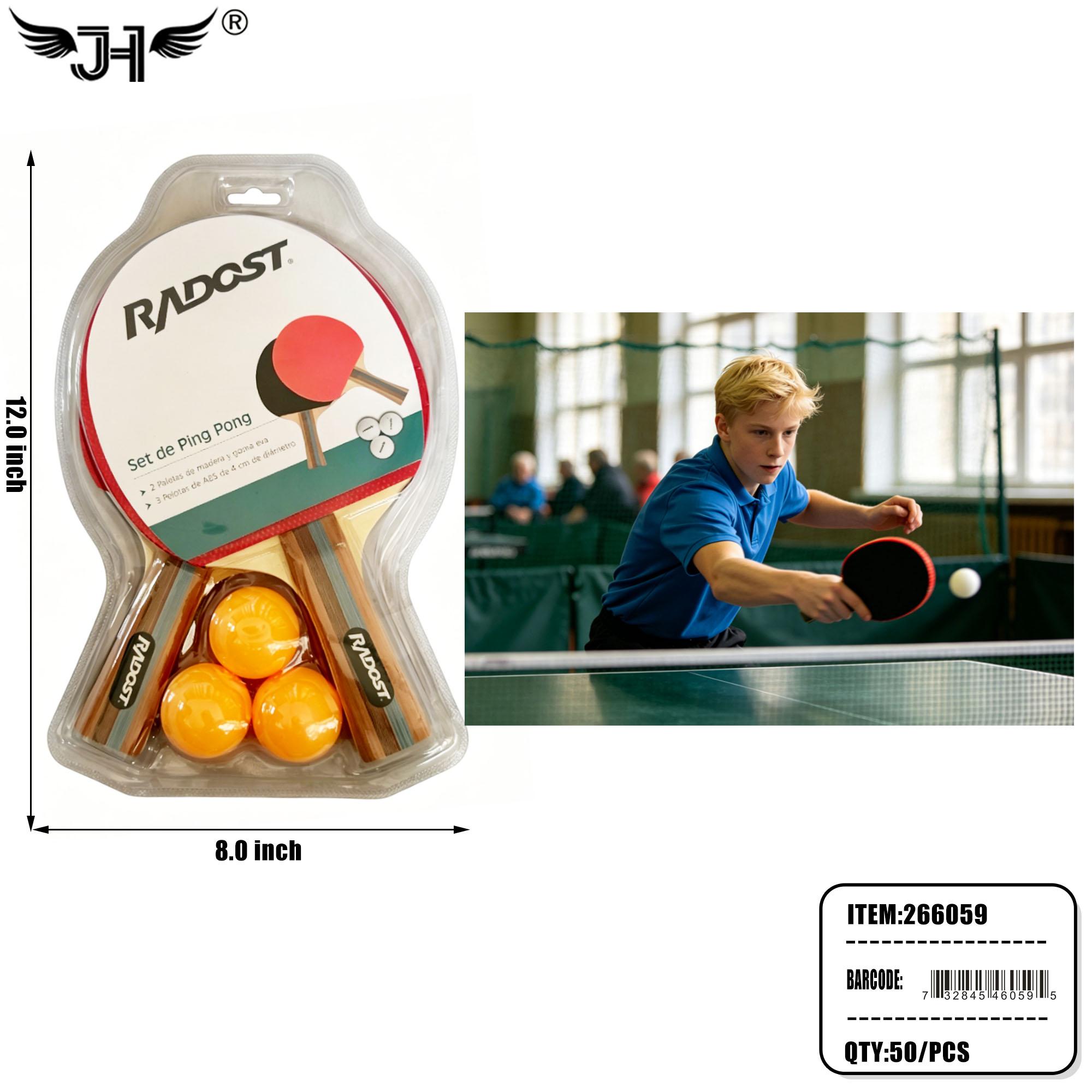 SPORT - PING PONG PADDLE & 3 BALLS SET 50SET/CS (266059) image