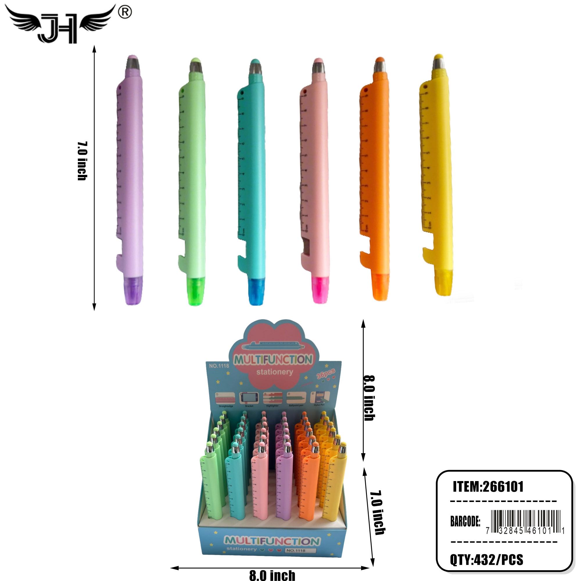 PEN - W RULER  MIX 6 COLOR  (36PC)12BX/CS image