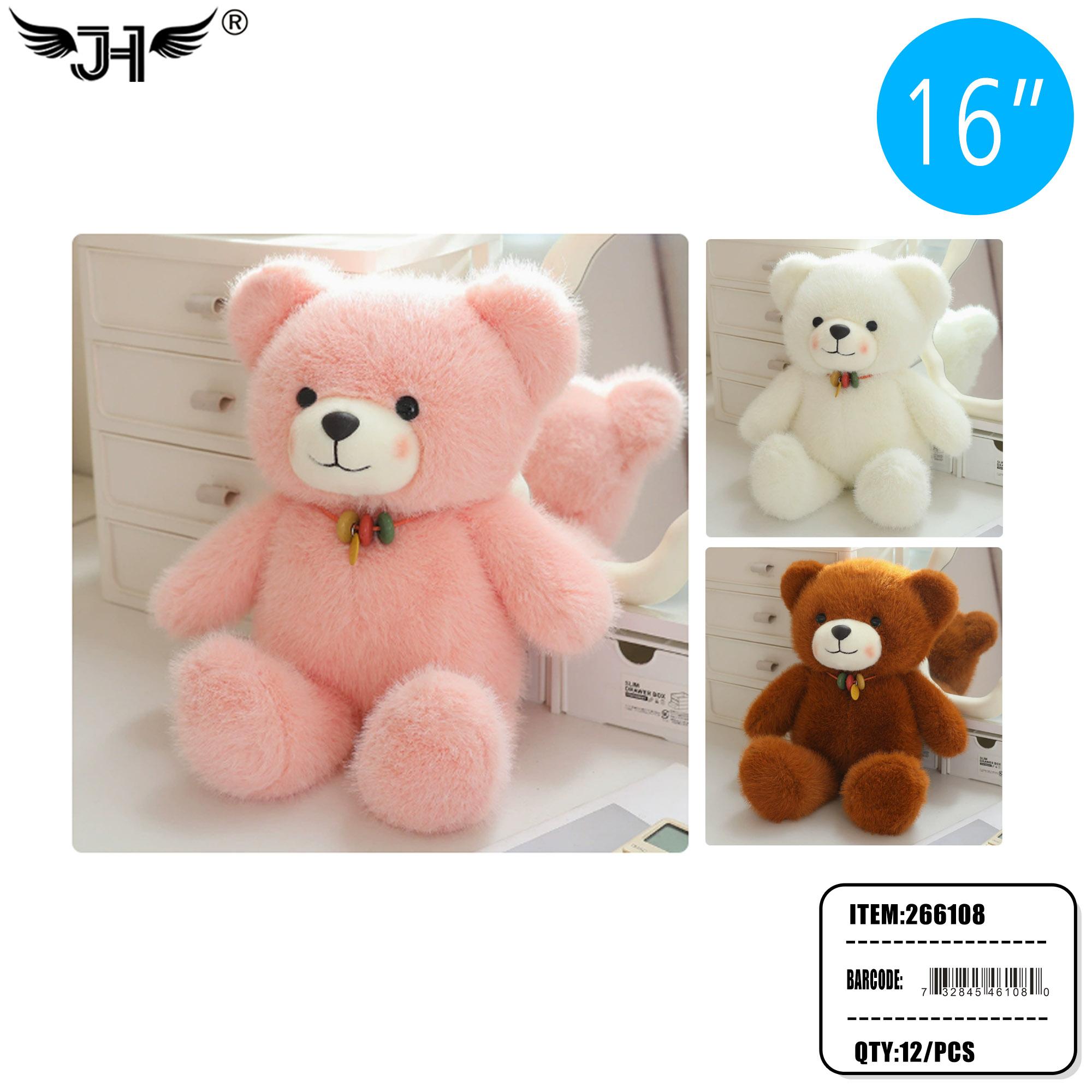 PLUSH - 16" TEDDY BEAR 3 COLOR MIX 12PC/CS image